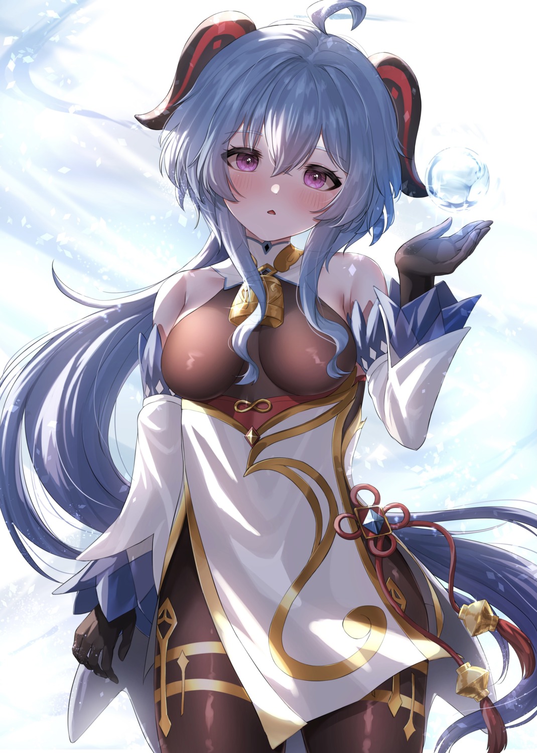 asian_clothes, ganyu, genshin_impact, horns, makoto_(xxgk5833)