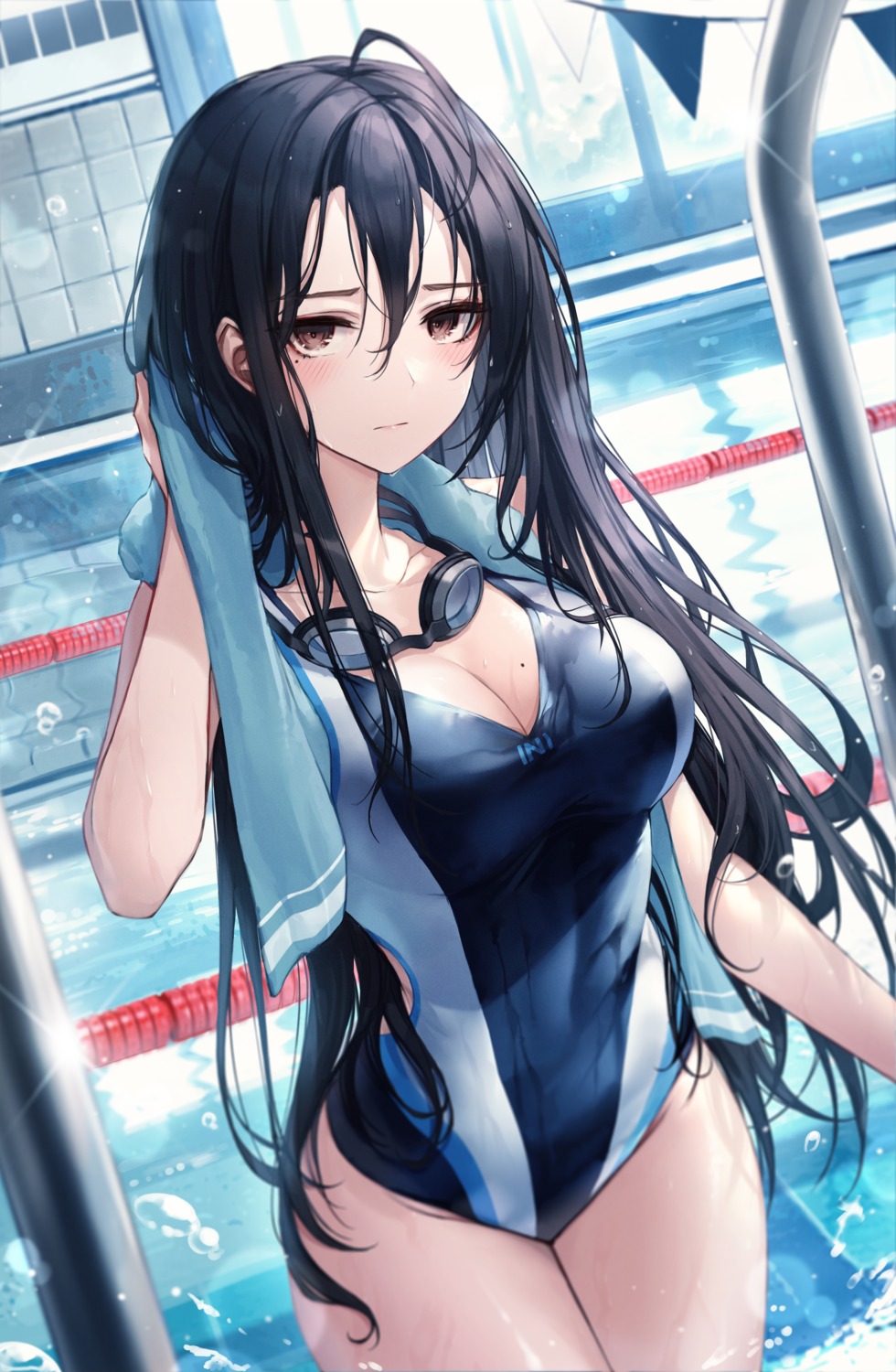 chyopeuteu, cleavage, swimsuits, towel, wet