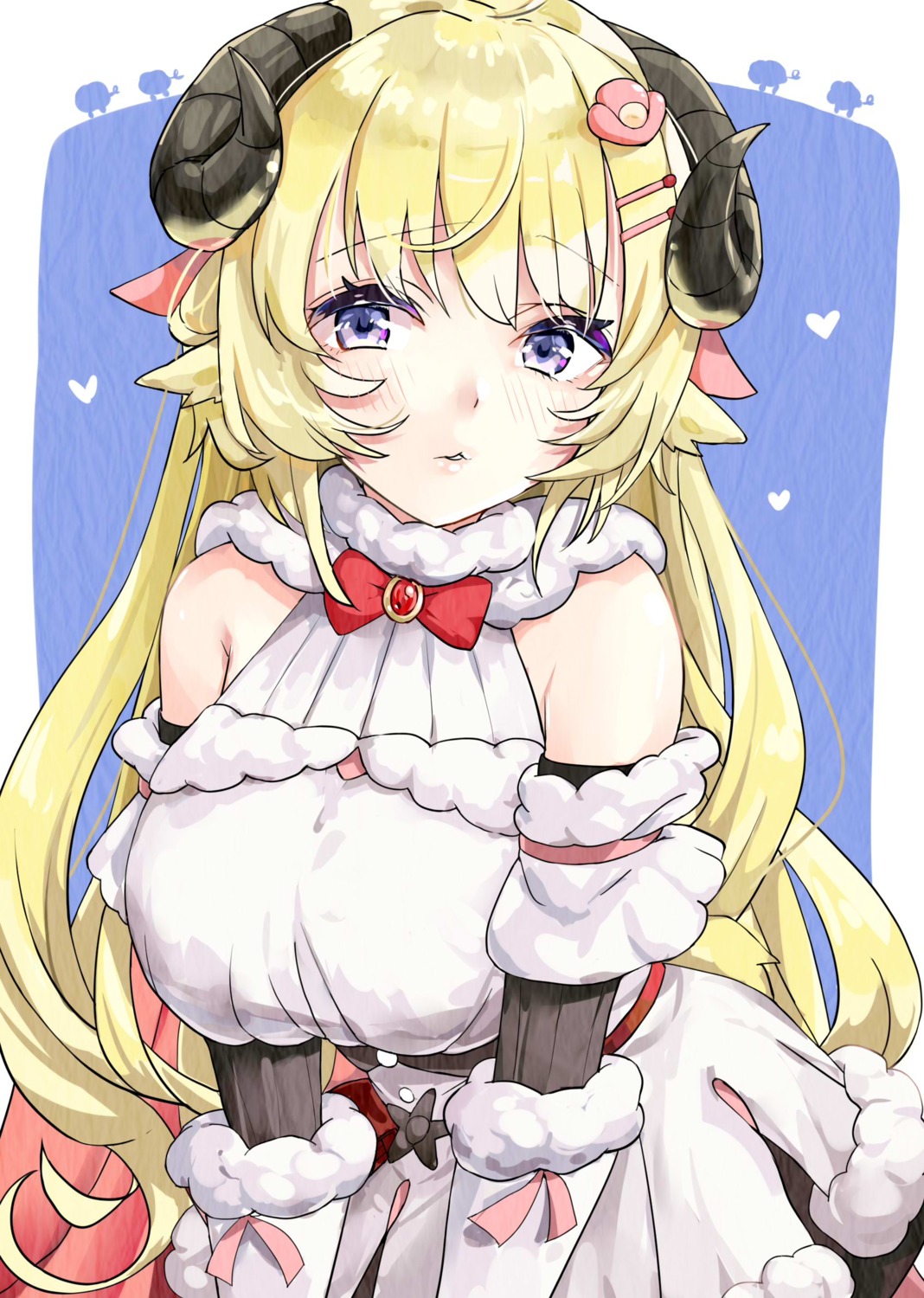 animal_ears, dress, hololive, horns, kntrs_(knyrs), tsunomaki_watame