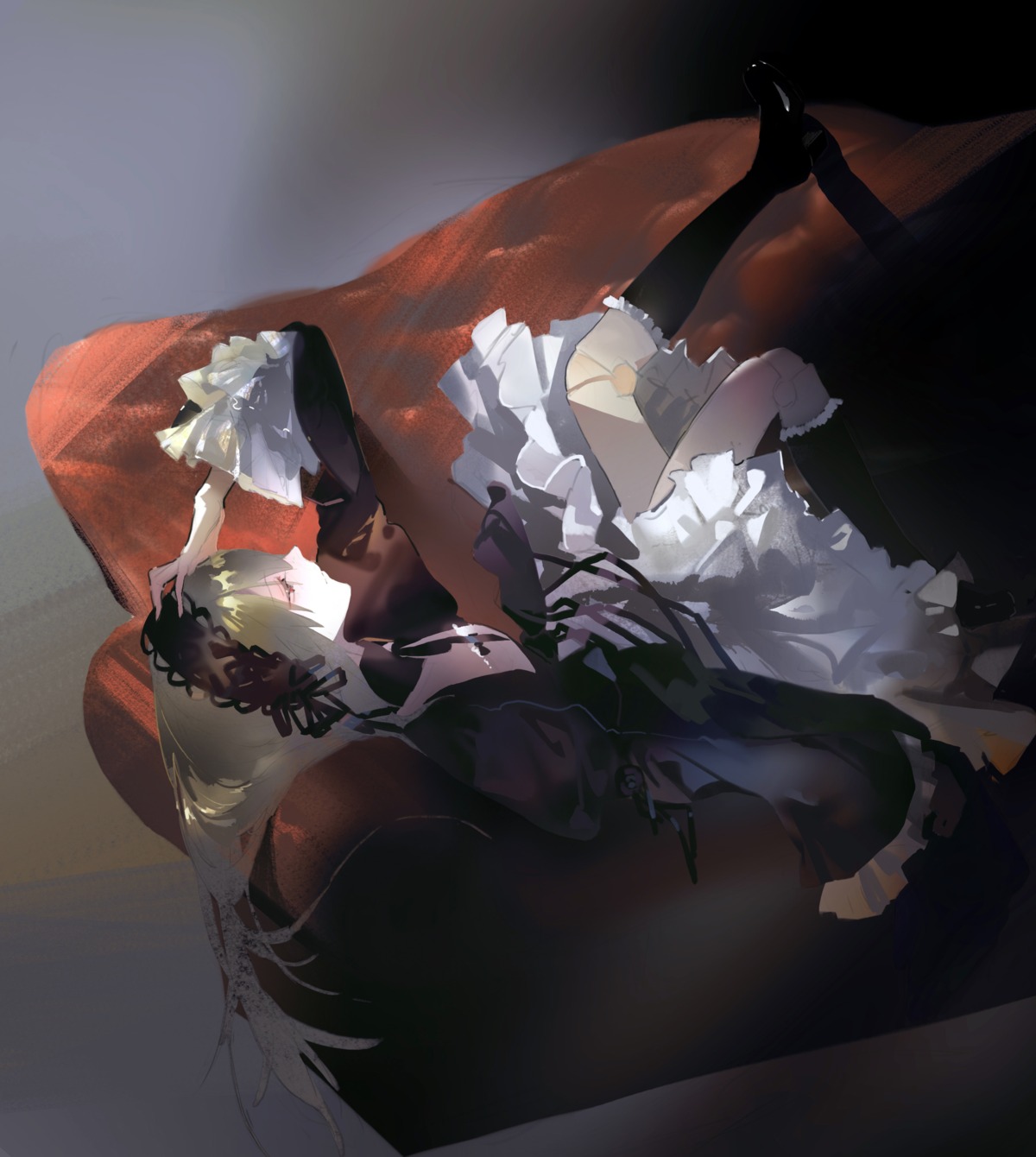dress, gothic_lolita, lolita_fashion, rozen_maiden, skirt_lift, soungruan_mian_mao, suigintou