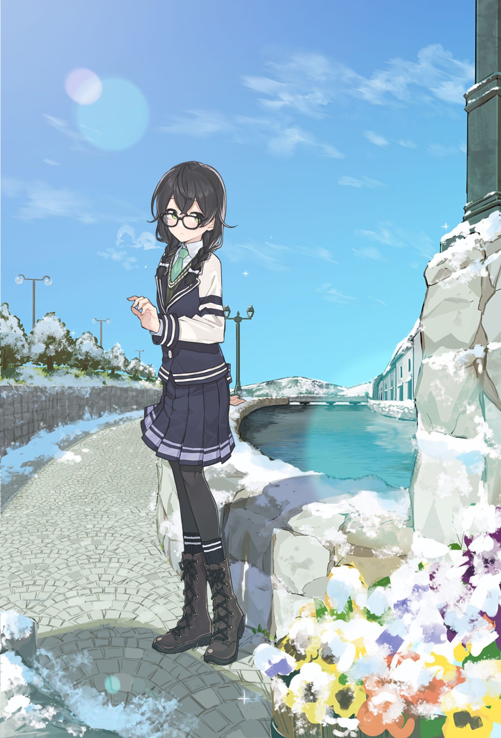 hanakuma_chifuyu, megane, pantyhose, seifuku, sweater, teshima_nari, tokyo6_entertainment