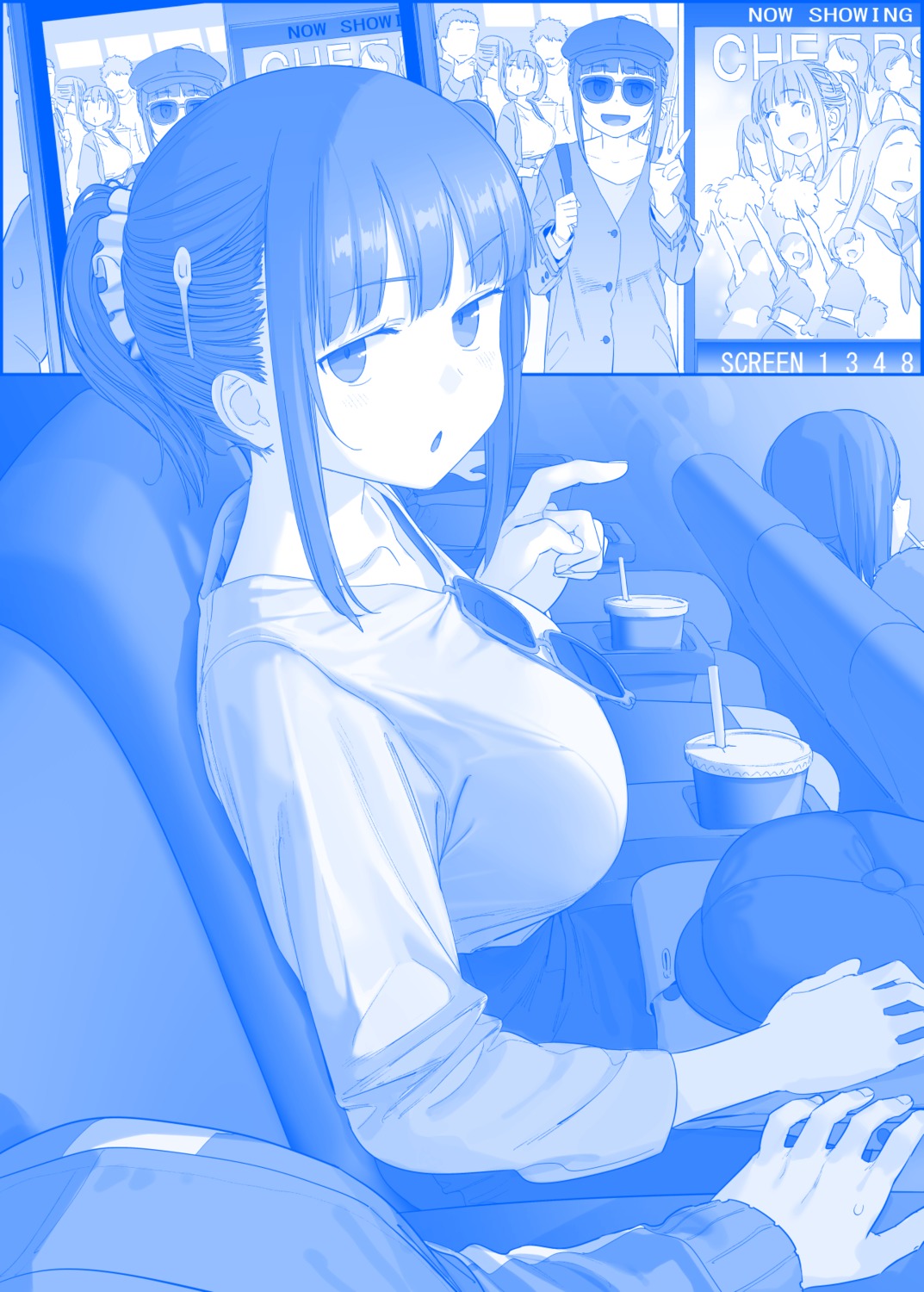 cheer-chan, cheerleader, getsuyoubi_no_tawawa, himura_kiseki, megane, monochrome