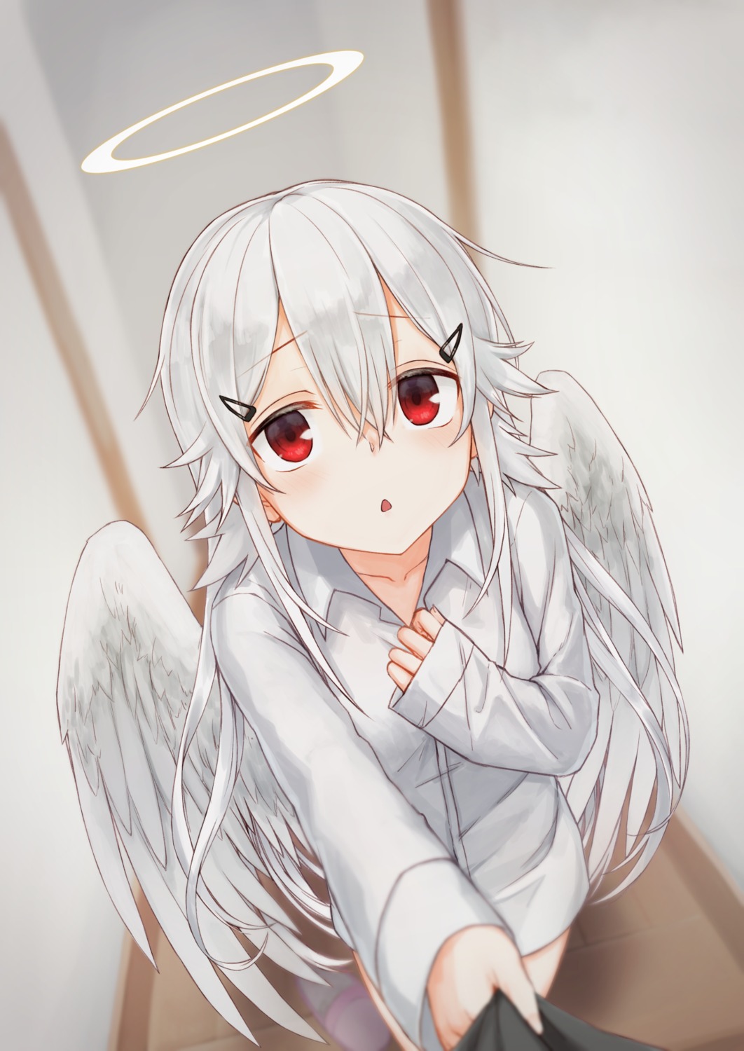 angel, dress_shirt, kawama_hidesuke, wings