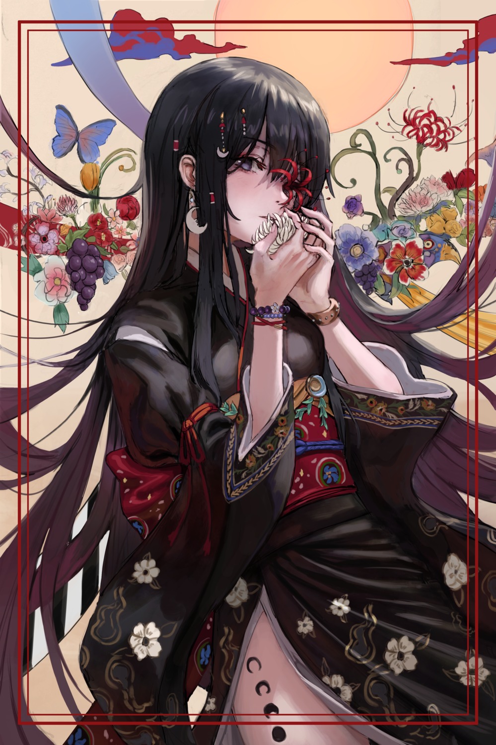 gold_can, kimono, tattoo