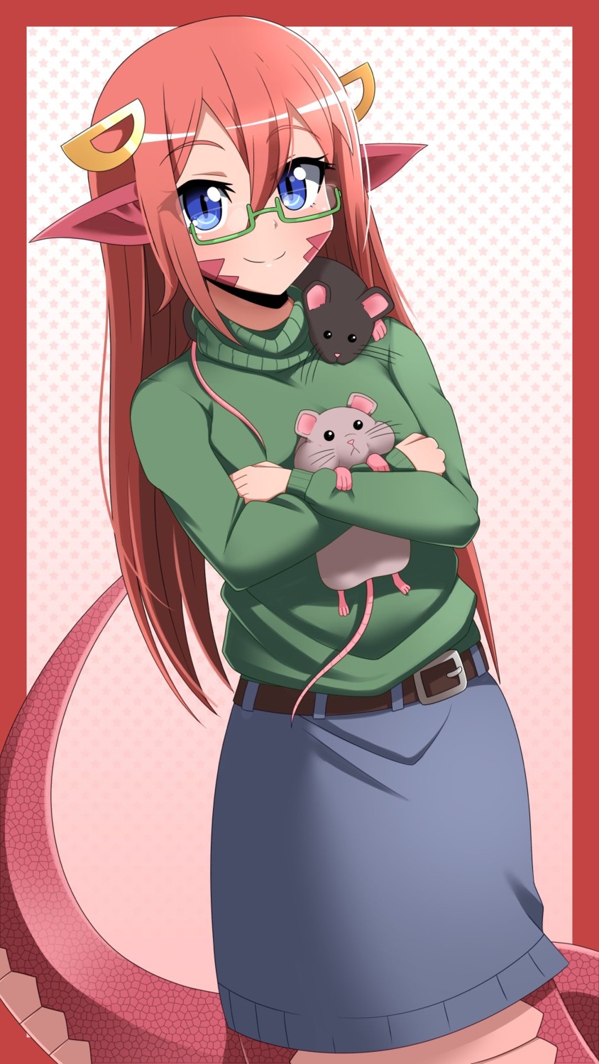 izuthree, megane, miia_(monster_musume), monster_girl, monster_musume_no_iru_nichijou, pointy_ears, sweater, tail