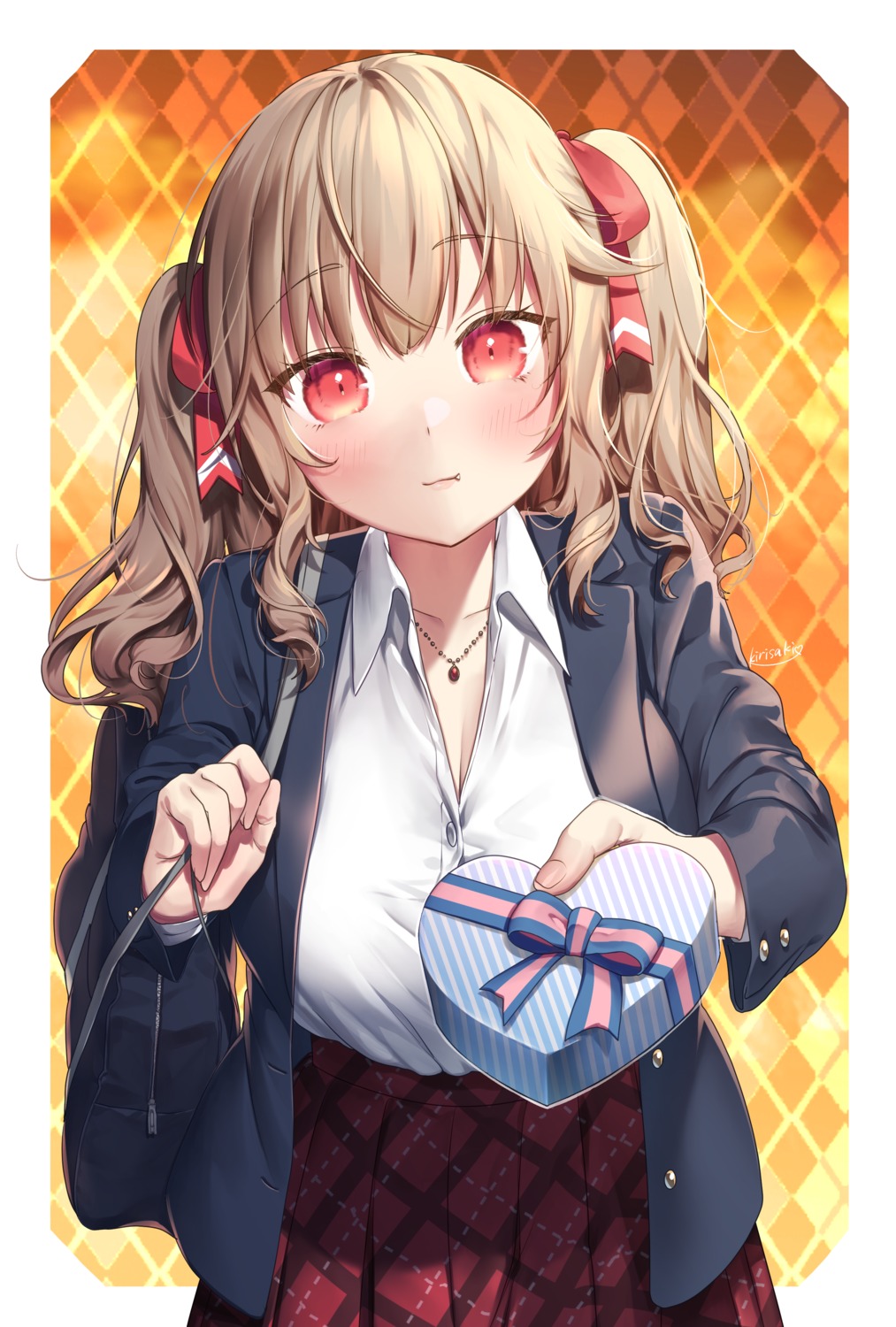 cleavage, kirisaki_shuusei, seifuku, valentine