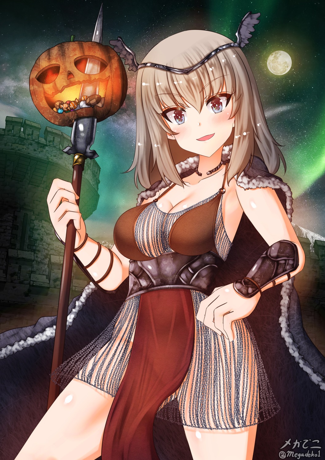aquaegg, armor, bikini_armor, cleavage, girls_und_panzer, halloween, itsumi_erika, nopan