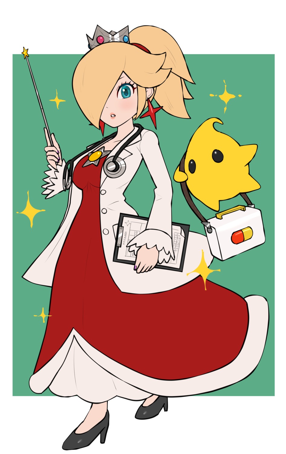 dress, gonzarez, heels, luma, mario_bros., rosalina, weapon