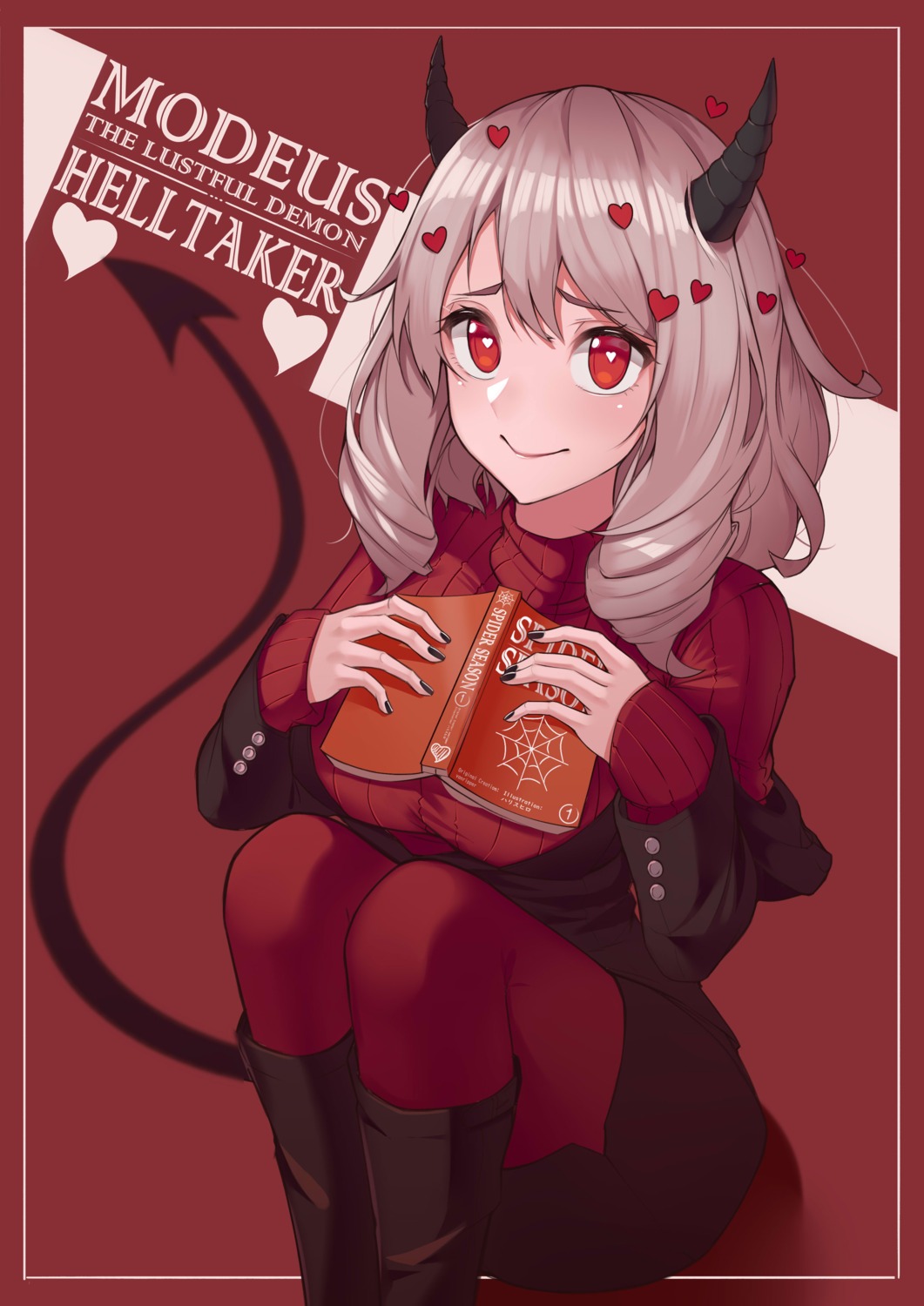 harris_hero, helltaker, horns, modeus_(helltaker), pantyhose, sweater, tail