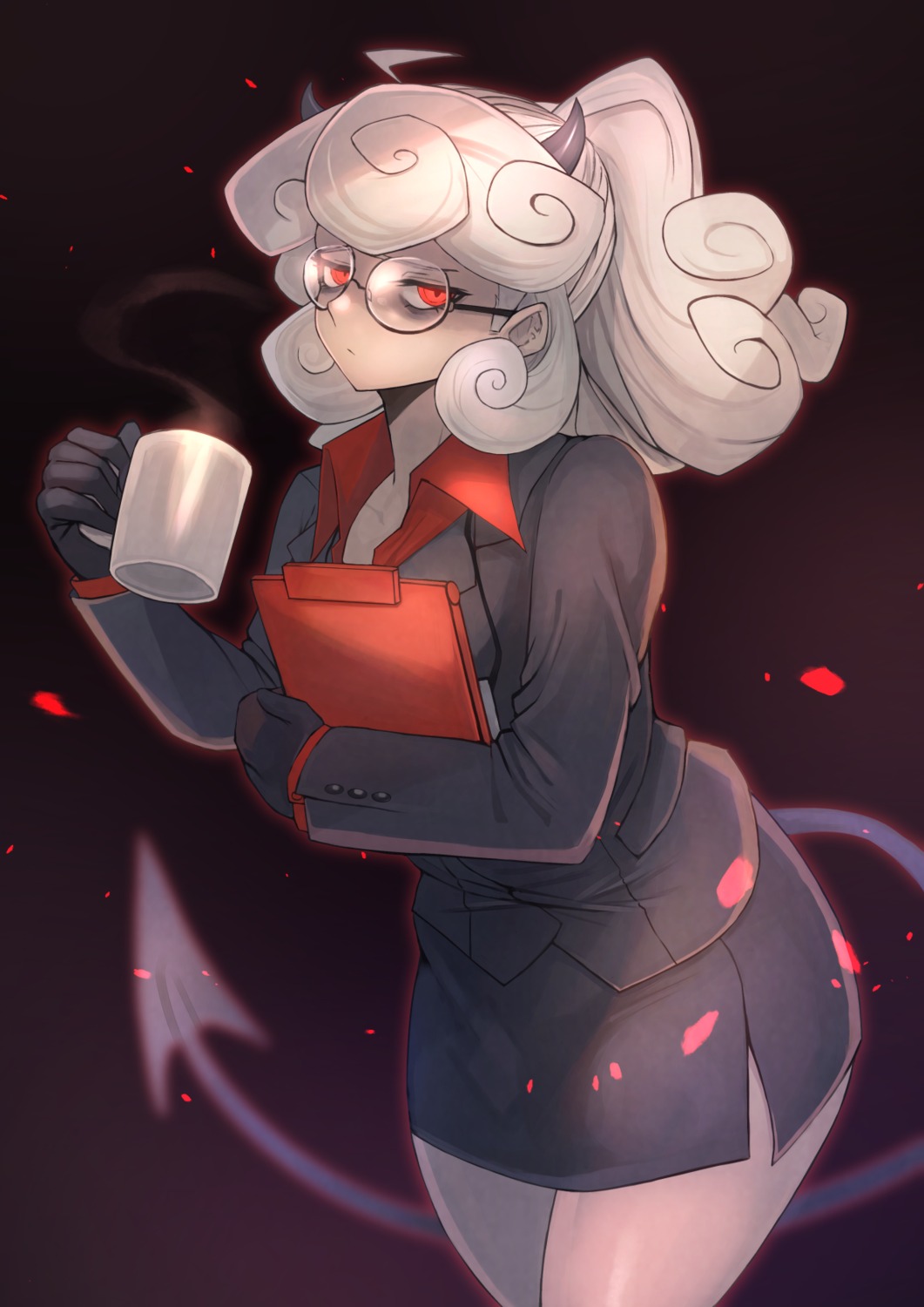 devil, helltaker, horns, megane, ohako_(ohako1818), pandemonica_(helltaker), tail