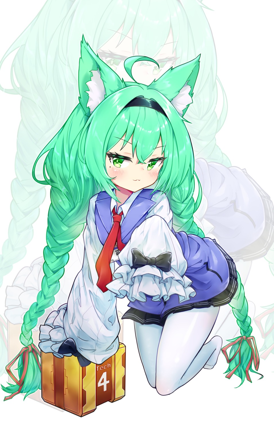 akashi_(azur_lane), animal_ears, azur_lane, nekomimi, pantyhose, pg_(pege544), seifuku