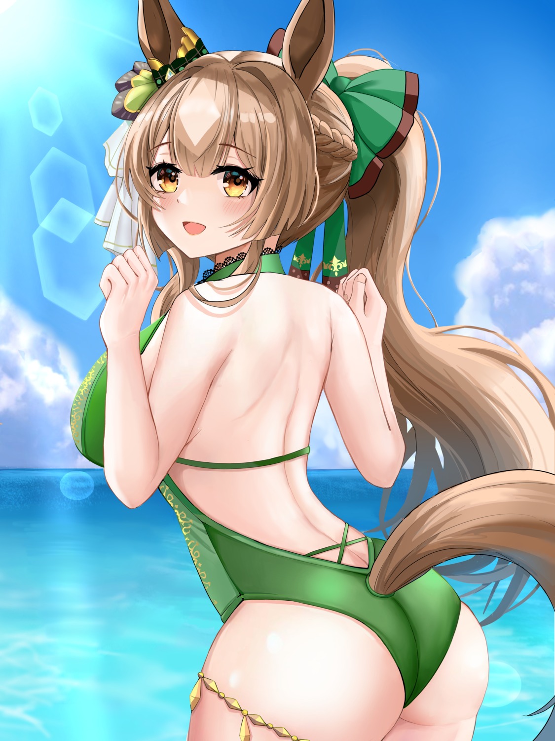 animal_ears, ass, garter, ryuryu_mt, satono_diamond_(umamusume), swimsuits, tail, uma_musume_pretty_derby