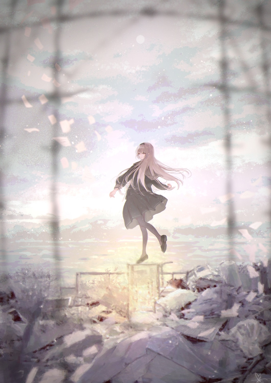 pantyhose, seifuku, skirt_lift, tsunano_(koi_pink)