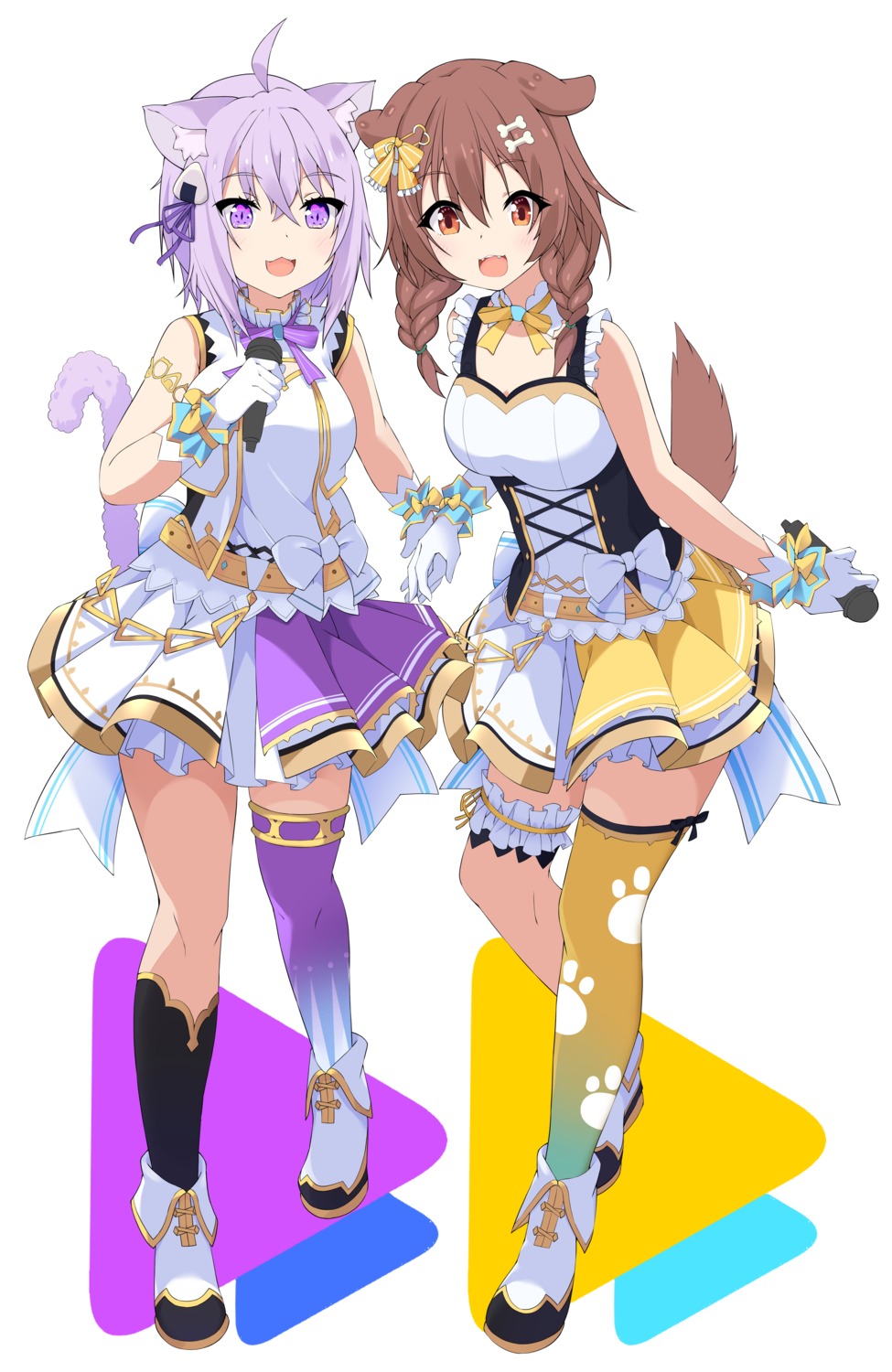 animal_ears, garter, hololive, hololive_gamers, inugami_korone, inumimi, nekomata_okayu, nekomimi
