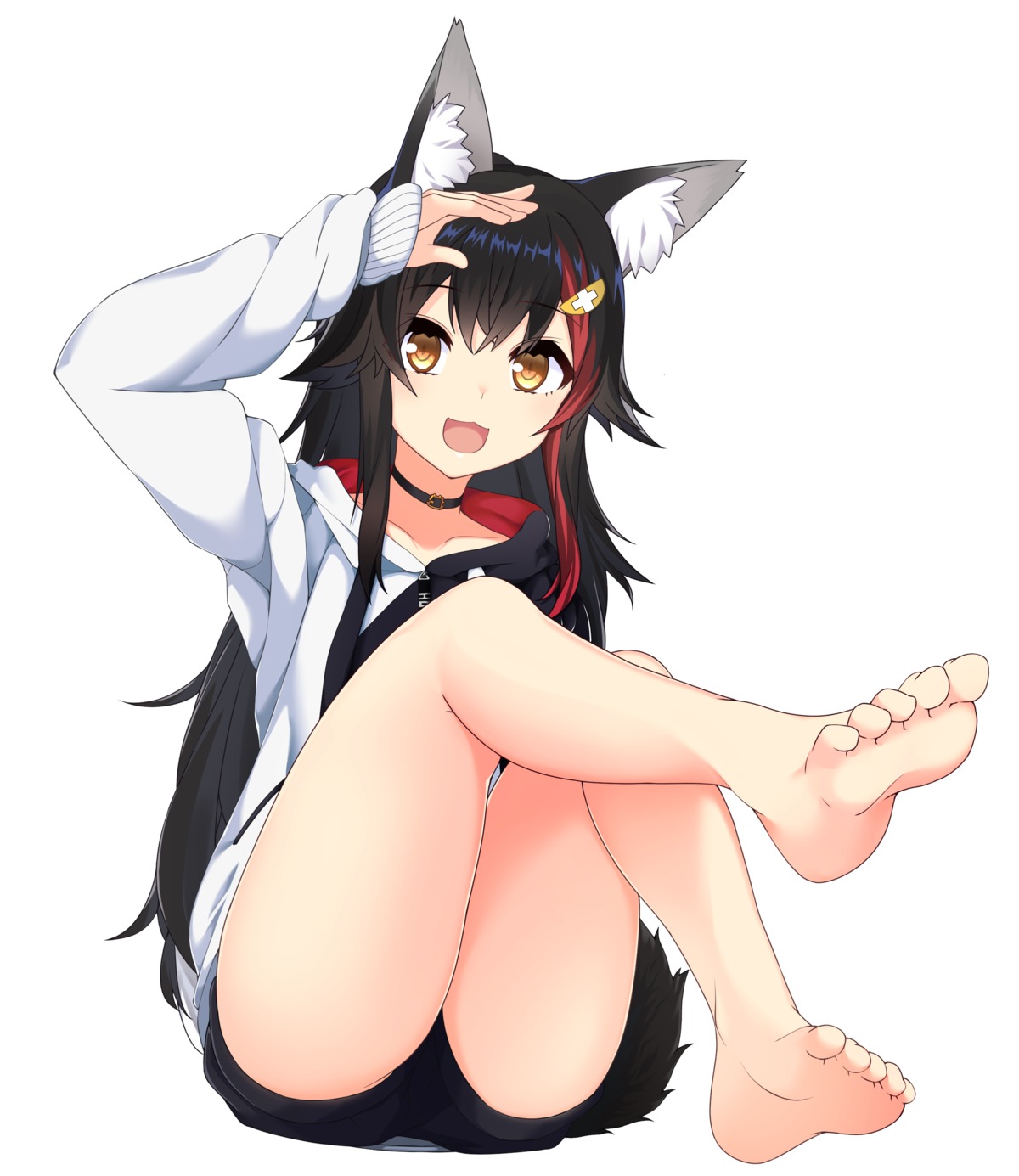 animal_ears, feet, hololive, hololive_gamers, ookami_mio, otaku_heishi, tail