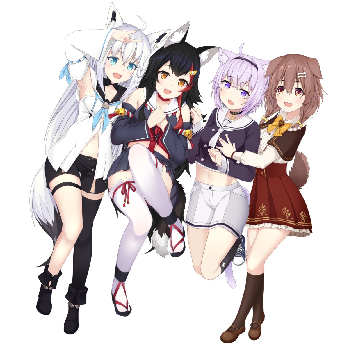 animal_ears, garter, hololive, hololive_gamers, inugami_korone, inumimi, kitsune, nekomata_okayu