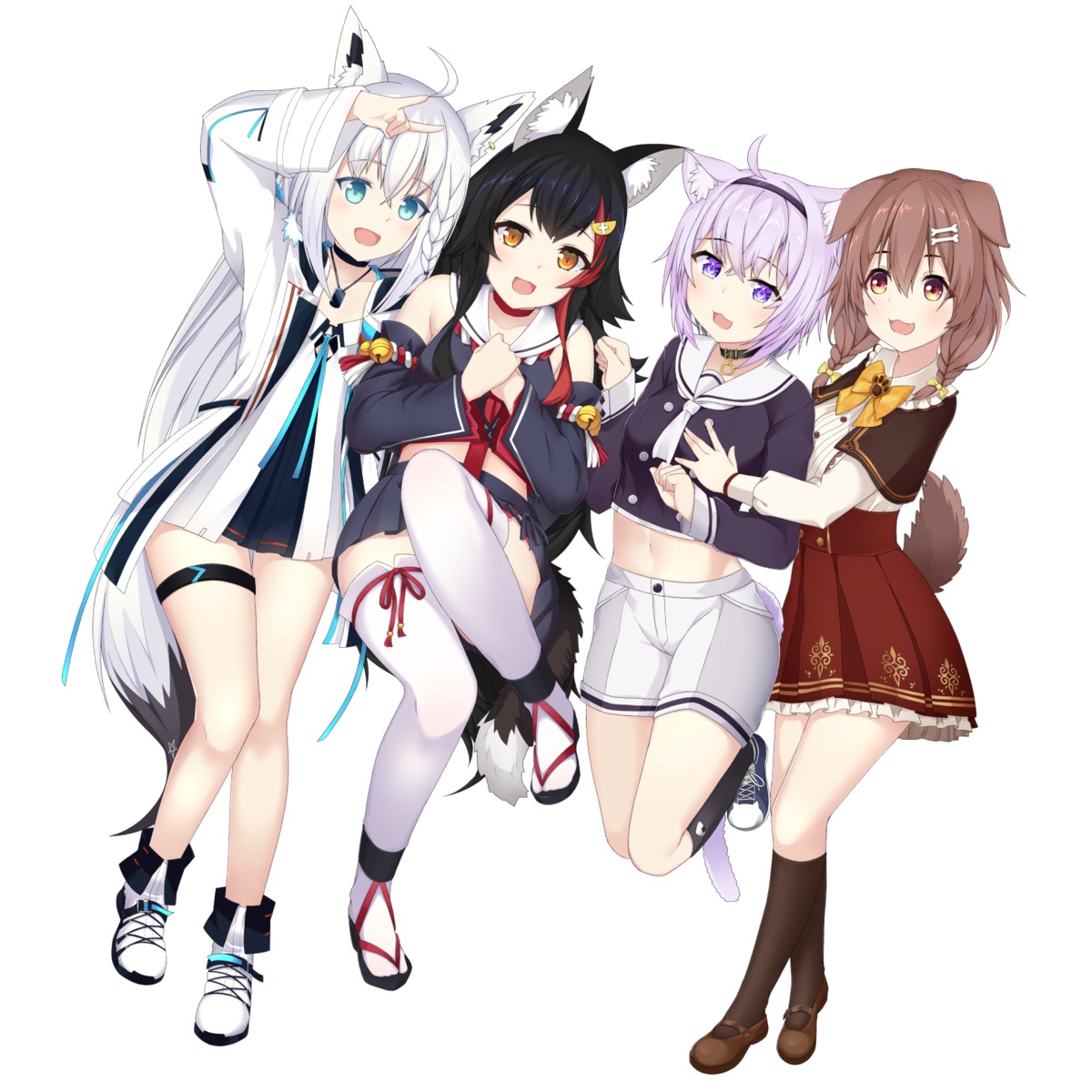 animal_ears, garter, hololive, hololive_gamers, inugami_korone, inumimi, kitsune, nekomata_okayu