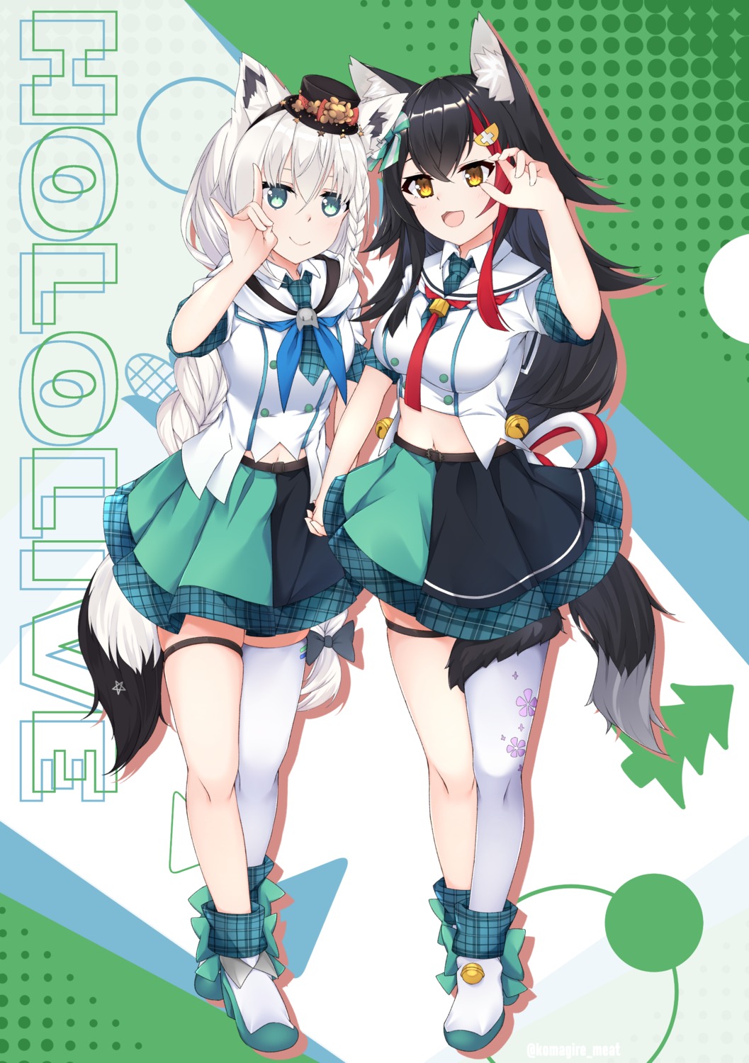 animal_ears, garter, heels, hololive, hololive_gamers, kitsune, ookami_mio, otaku_heishi