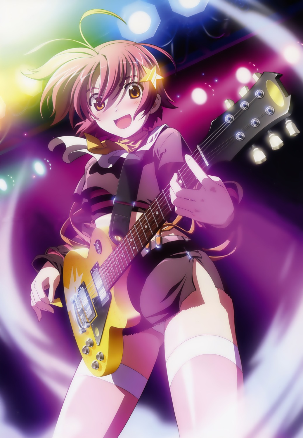 fixed, guitar, katakura_shinji, kira_kira, pantsu, shiino_kirari, thighhighs