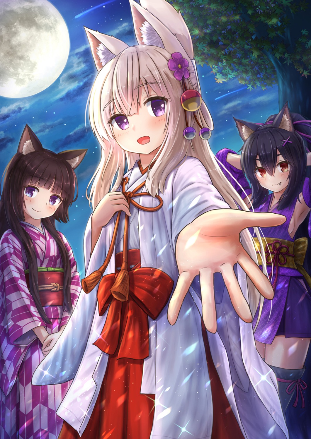 animal_ears, iroha_(iroha_matsurika), japanese_clothes, kimono, kitsune, miko, tail, thighhighs