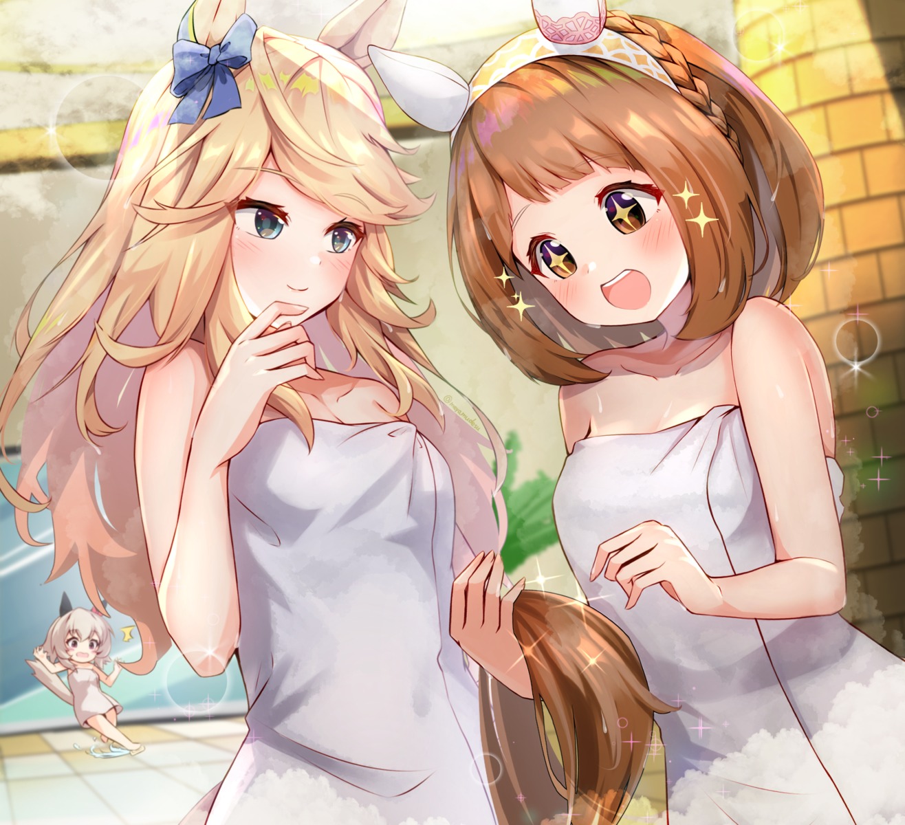 animal_ears, gold_city_(umamusume), tagme, tail, towel, uma_musume_pretty_derby, yukino_bijin_(umamusume)