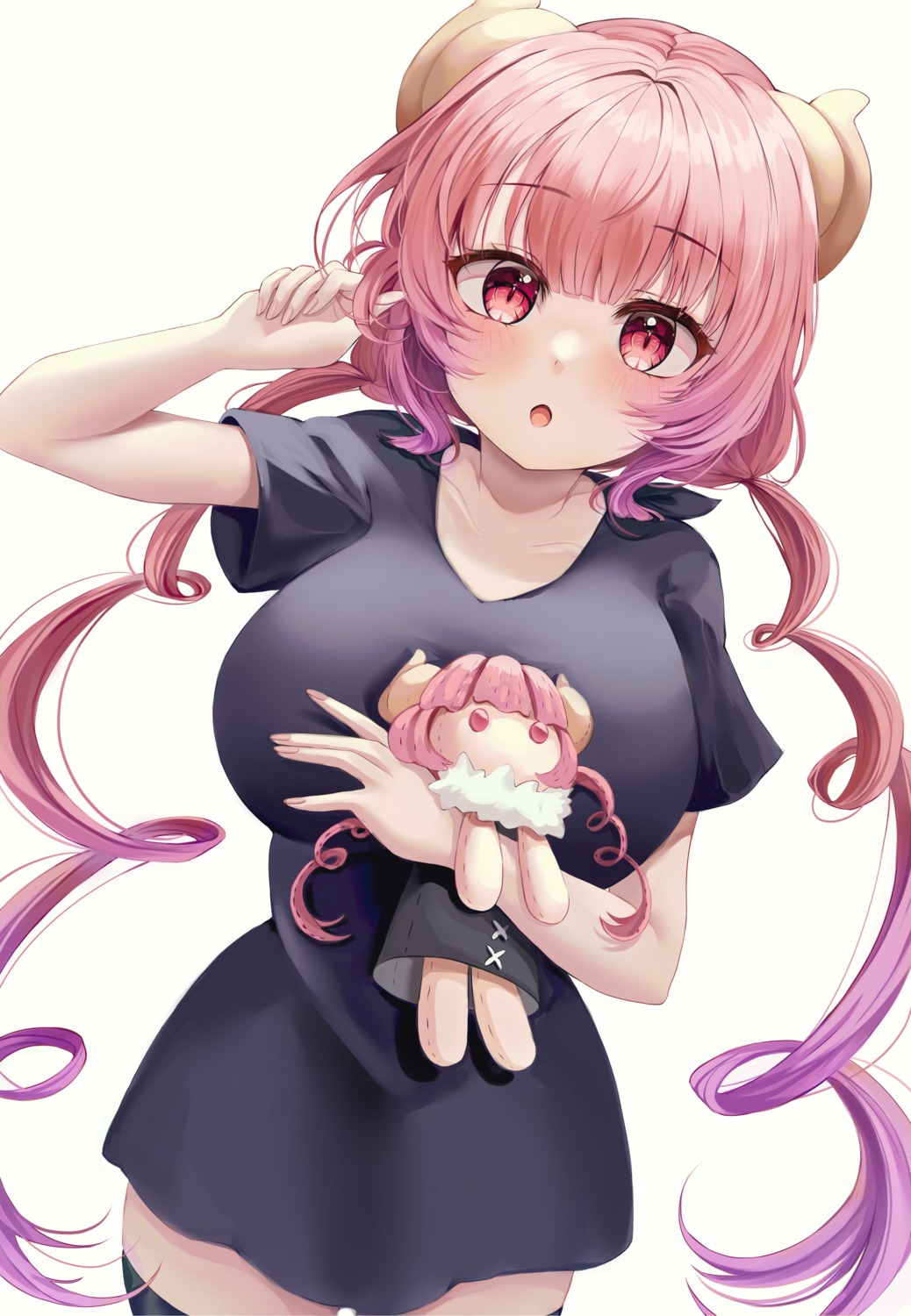 chibi, dress, horns, ilulu, kobayashi-san_chi_no_maidragon, thighhighs, zipgaemi