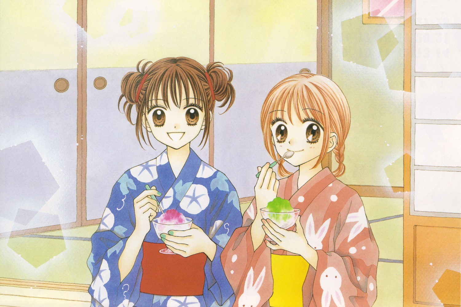 bleed_through, sakura_nina, tateishi_ayu, ultra_maniac, yoshizumi_wataru, yukata