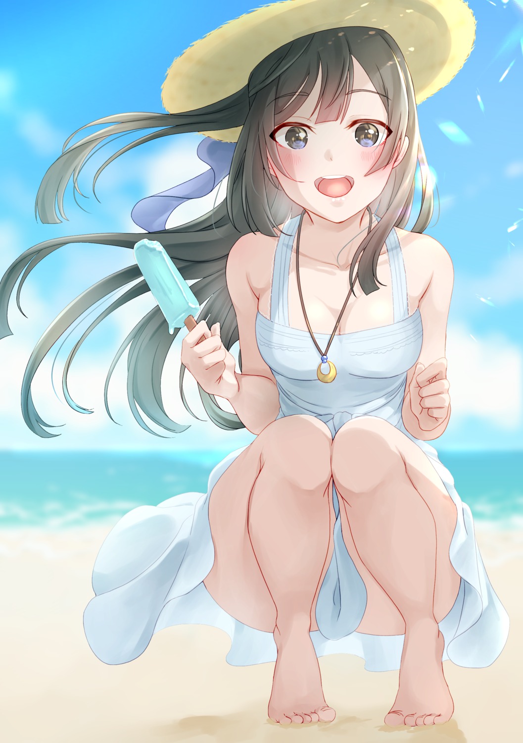 dress, kobayashi_nyoromichi, love_live!_(series), love_live!_nijigasaki_gakuen_school_idol_doukoukai, no_bra, skirt_lift, summer_dress, yuuki_setsuna