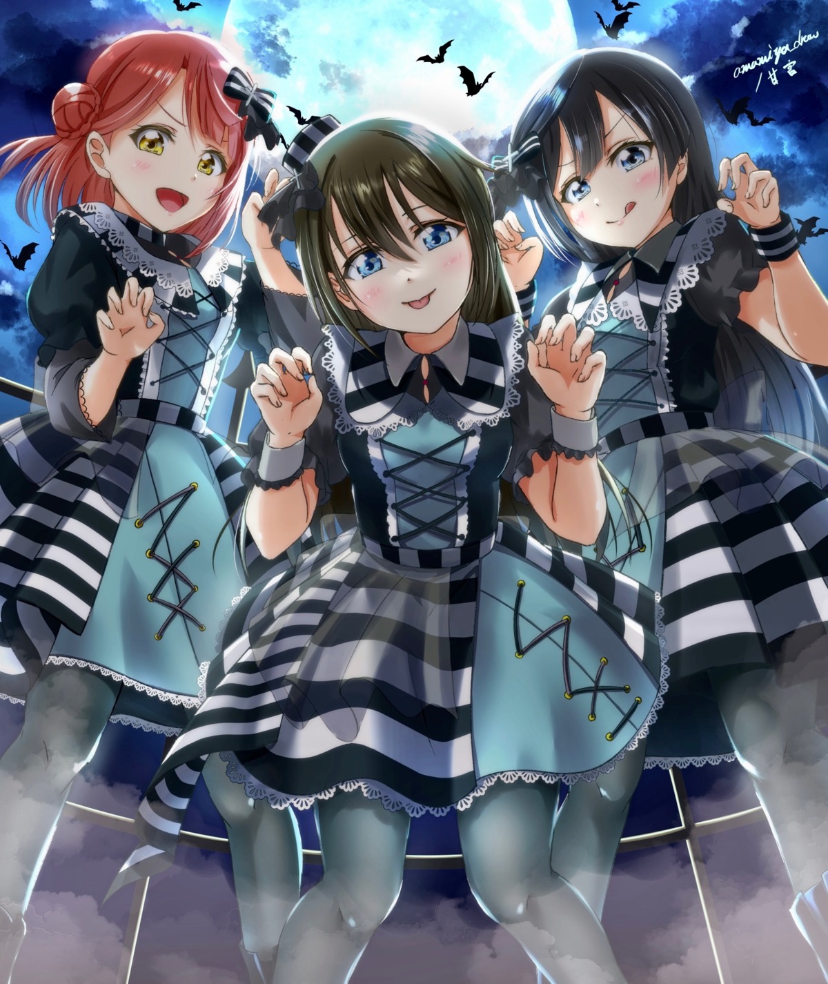amamiya_draw, love_live!_(series), love_live!_nijigasaki_gakuen_school_idol_doukoukai, ousaka_shizuku, pantyhose, uehara_ayumu, uniform, yuuki_setsuna