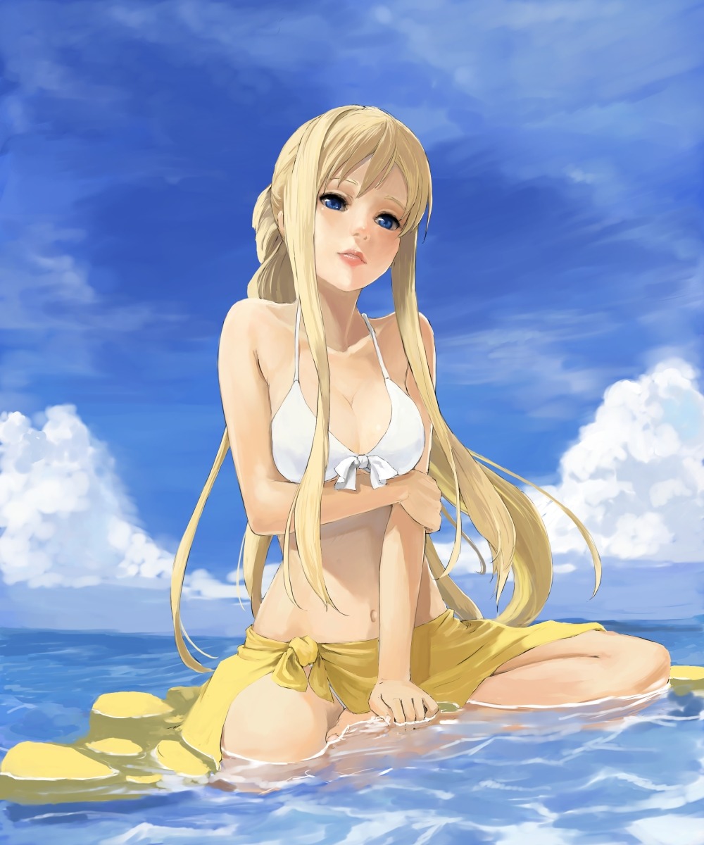 alicia_florence, aria, bikini, breast_hold, cleavage, kuroko_(piii), swimsuits