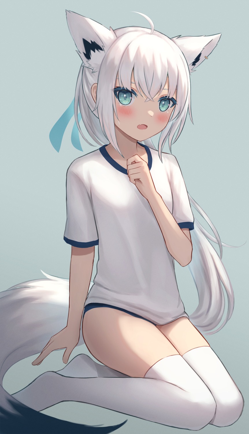 animal_ears, buruma, gym_uniform, hololive, hololive_gamers, kitsune, oridays, shirakami_fubuki