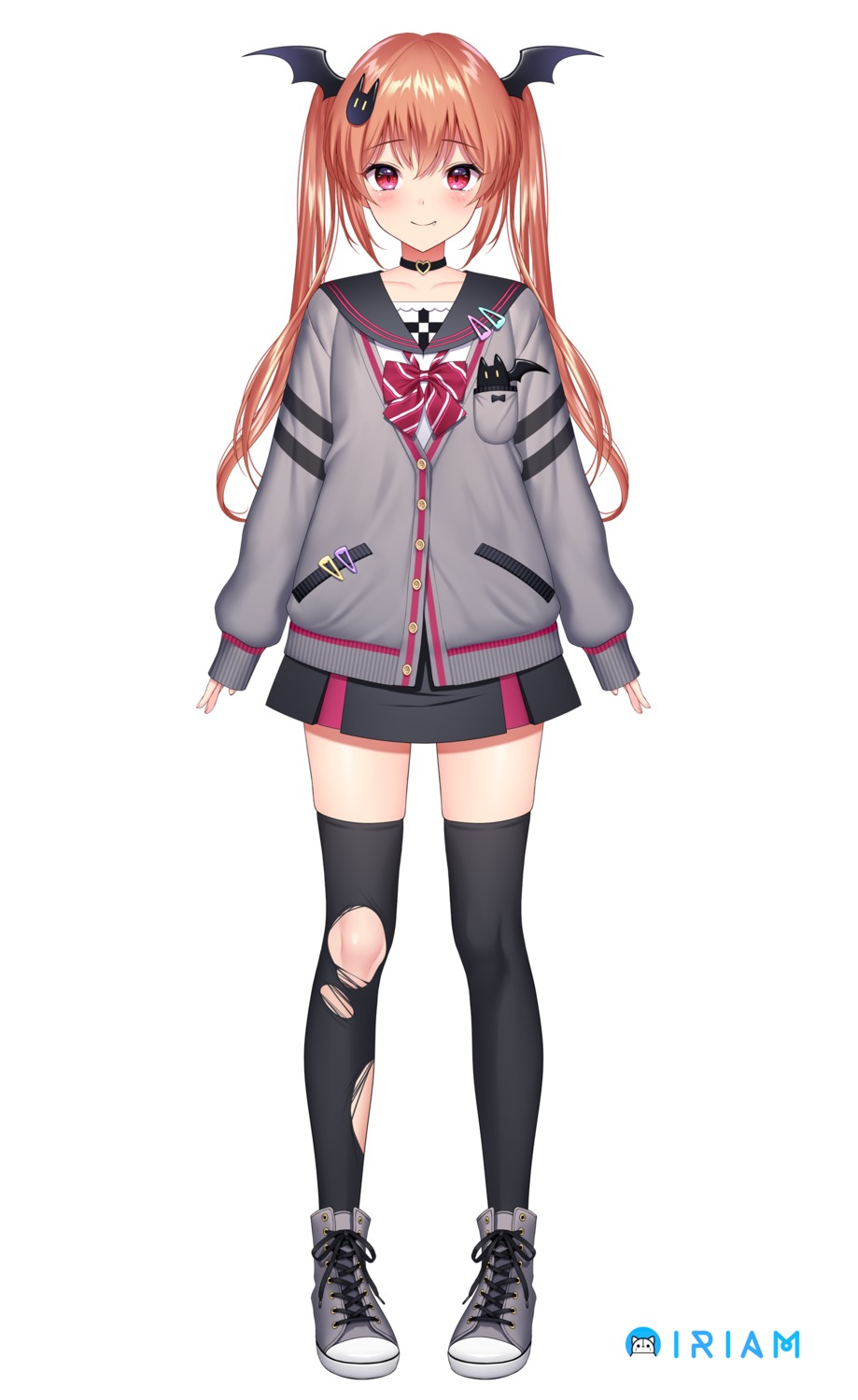 iriam, kuyurugi_shigure, re:shimashima, seifuku, sweater, thighhighs, torn_clothes, wings