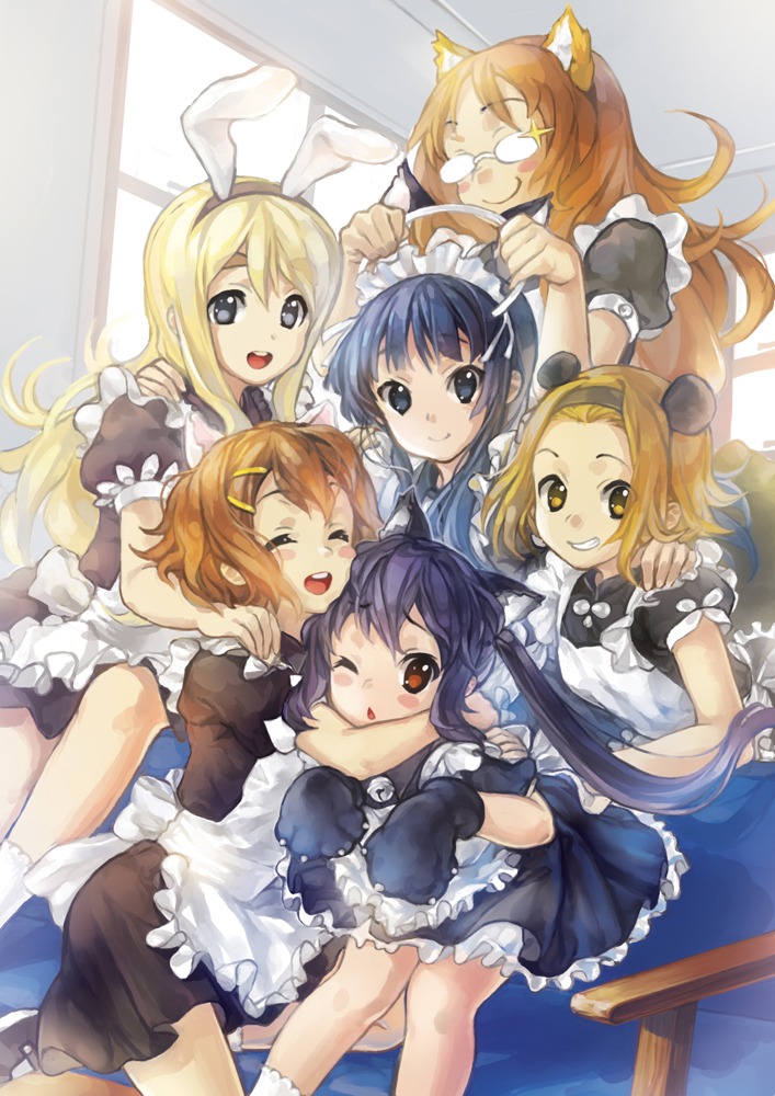 akiyama_mio, animal_ears, hirasawa_yui, janemere, k-on!, kotobuki_tsumugi, maid, nakano_azusa