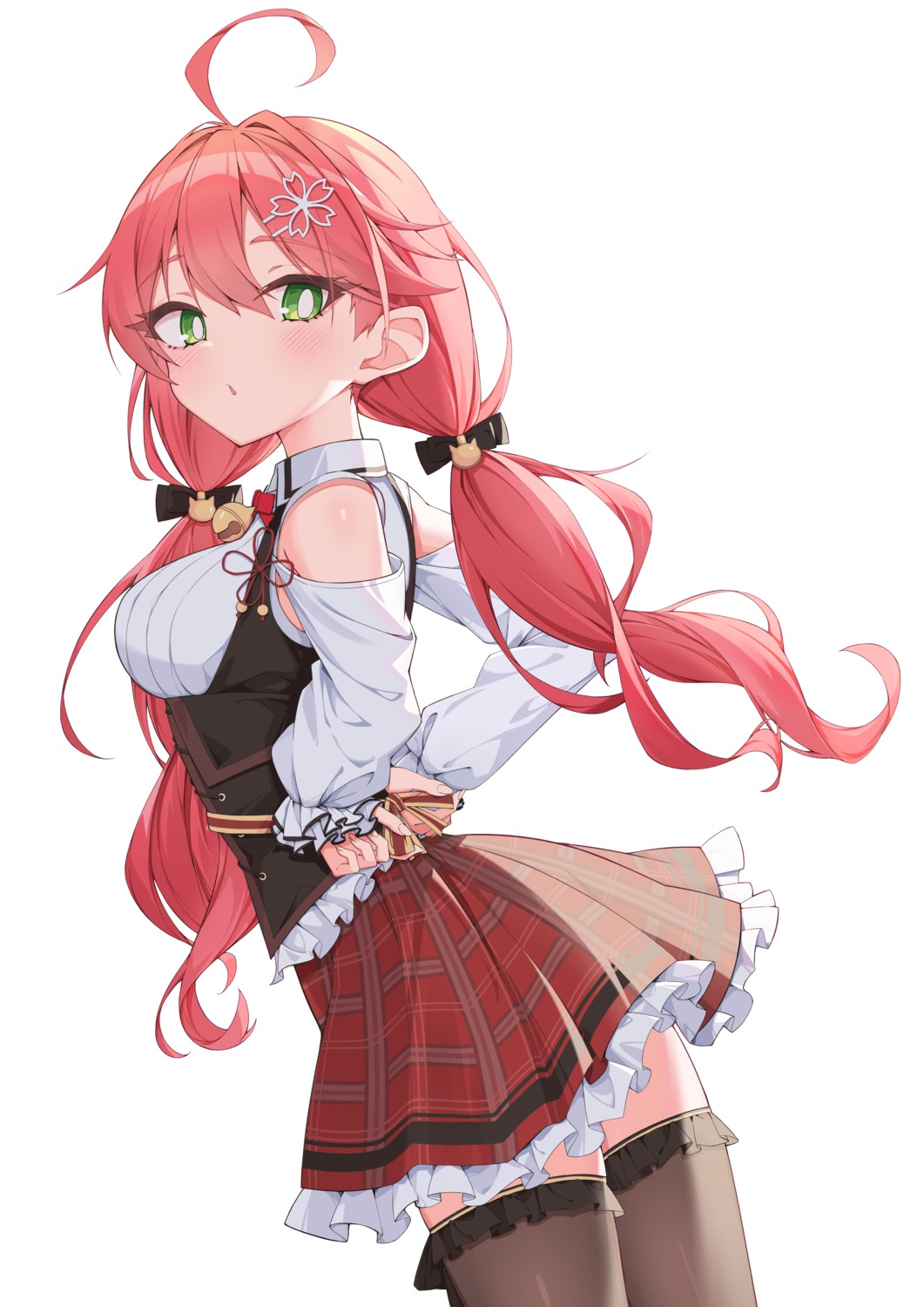 hololive, quarterlift, sakura_miko, skirt_lift, thighhighs