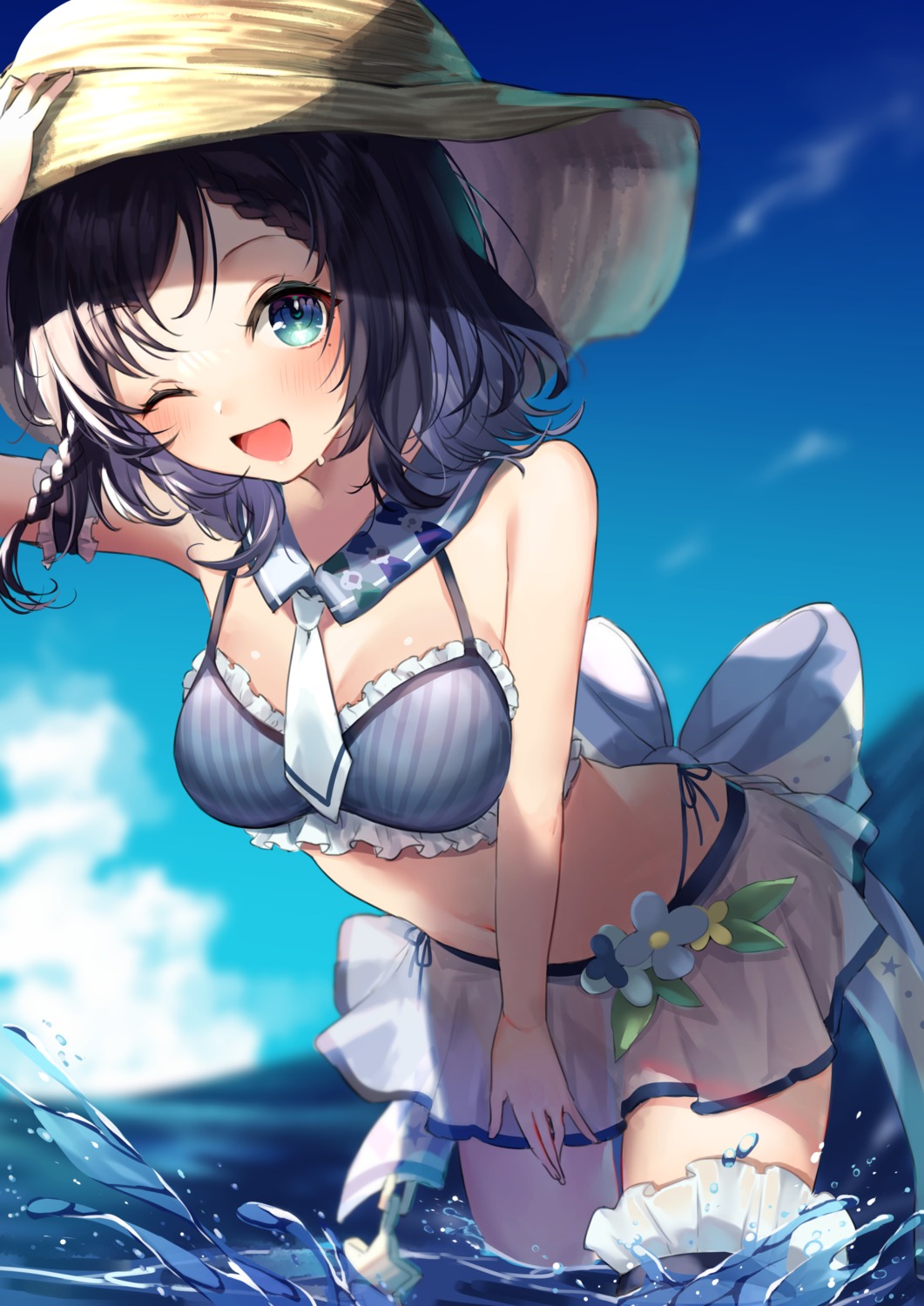 40_(0f0urw), bikini, cleavage, garter, see_through, skirt_lift, swimsuits, wet
