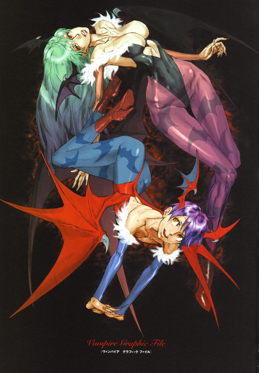 capcom, cleavage, dark_stalkers, leotard, lilith_aensland, morrigan_aensland, nishimura_kinu, pantyhose