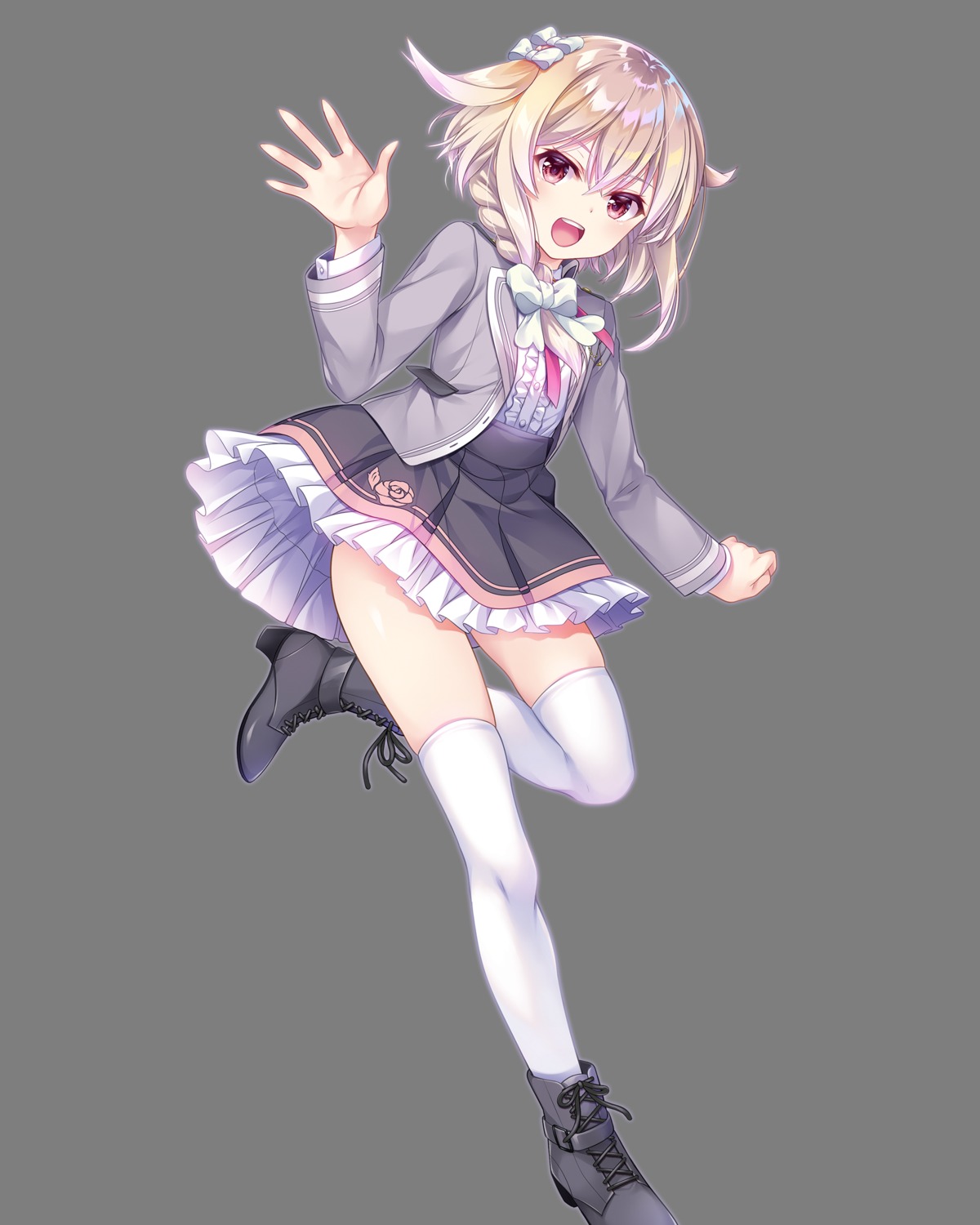 ensemble_(company), heels, hoshi_no_otome_to_rikka_no_shimai, seifuku, skirt_lift, tagme, thighhighs, transparent_png, trap, yamabuki_usami