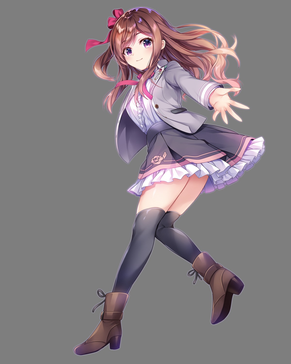 ensemble_(company), heels, hoshi_no_otome_to_rikka_no_shimai, matsurika_karen, seifuku, skirt_lift, tagme, thighhighs