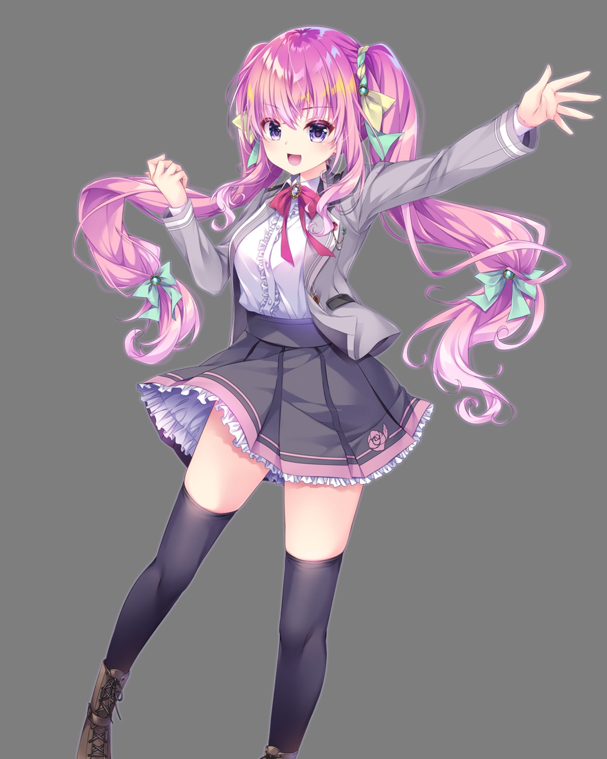 ensemble_(company), hoshi_no_otome_to_rikka_no_shimai, kuchinashi_nerine, seifuku, skirt_lift, tagme, thighhighs, transparent_png