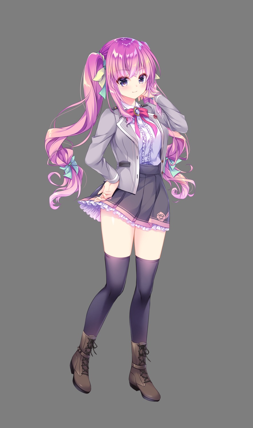 ensemble_(company), hoshi_no_otome_to_rikka_no_shimai, kuchinashi_nerine, seifuku, tagme, thighhighs, transparent_png