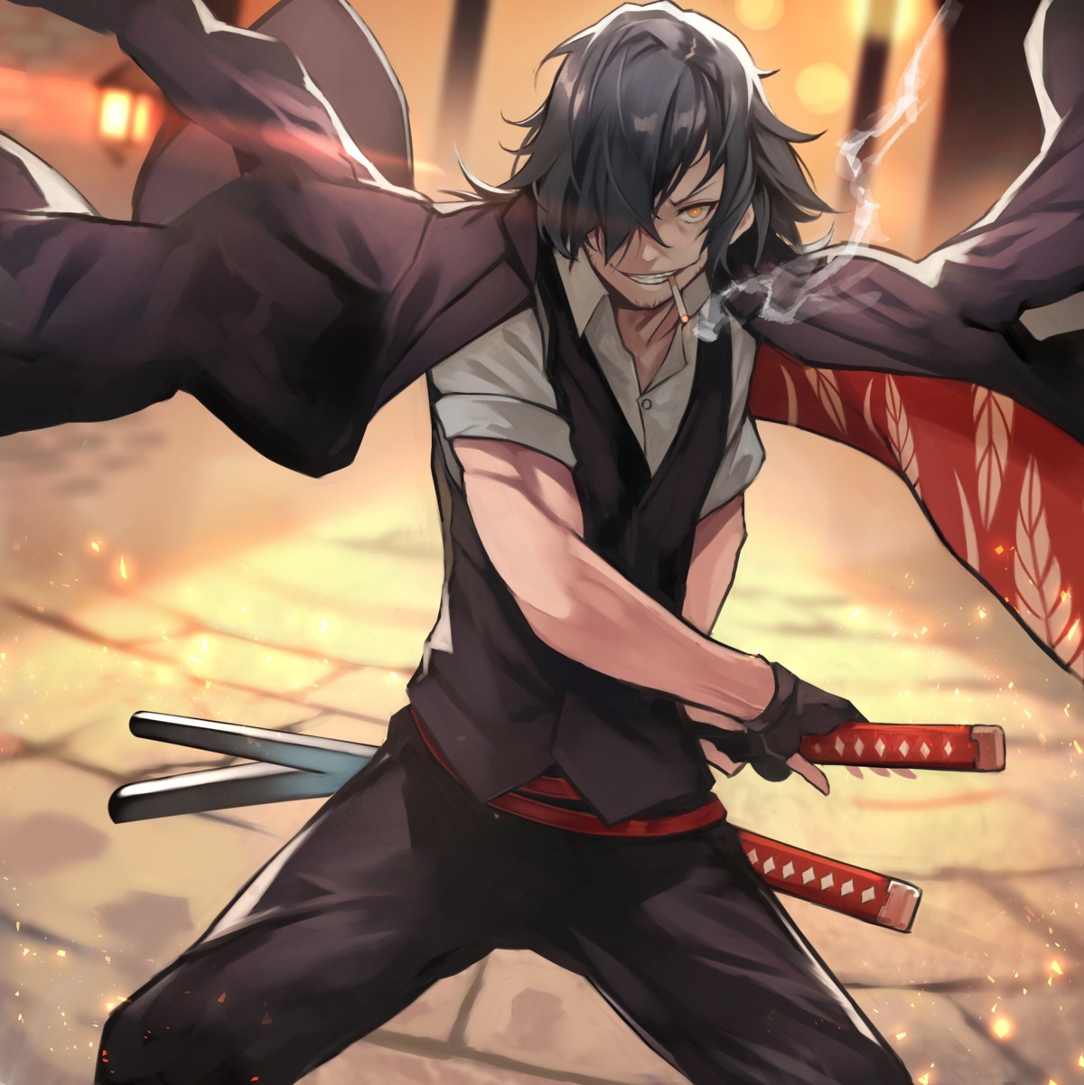 fate/grand_order, male, okada_izou_(fate), smoking, yoshio_(55level)