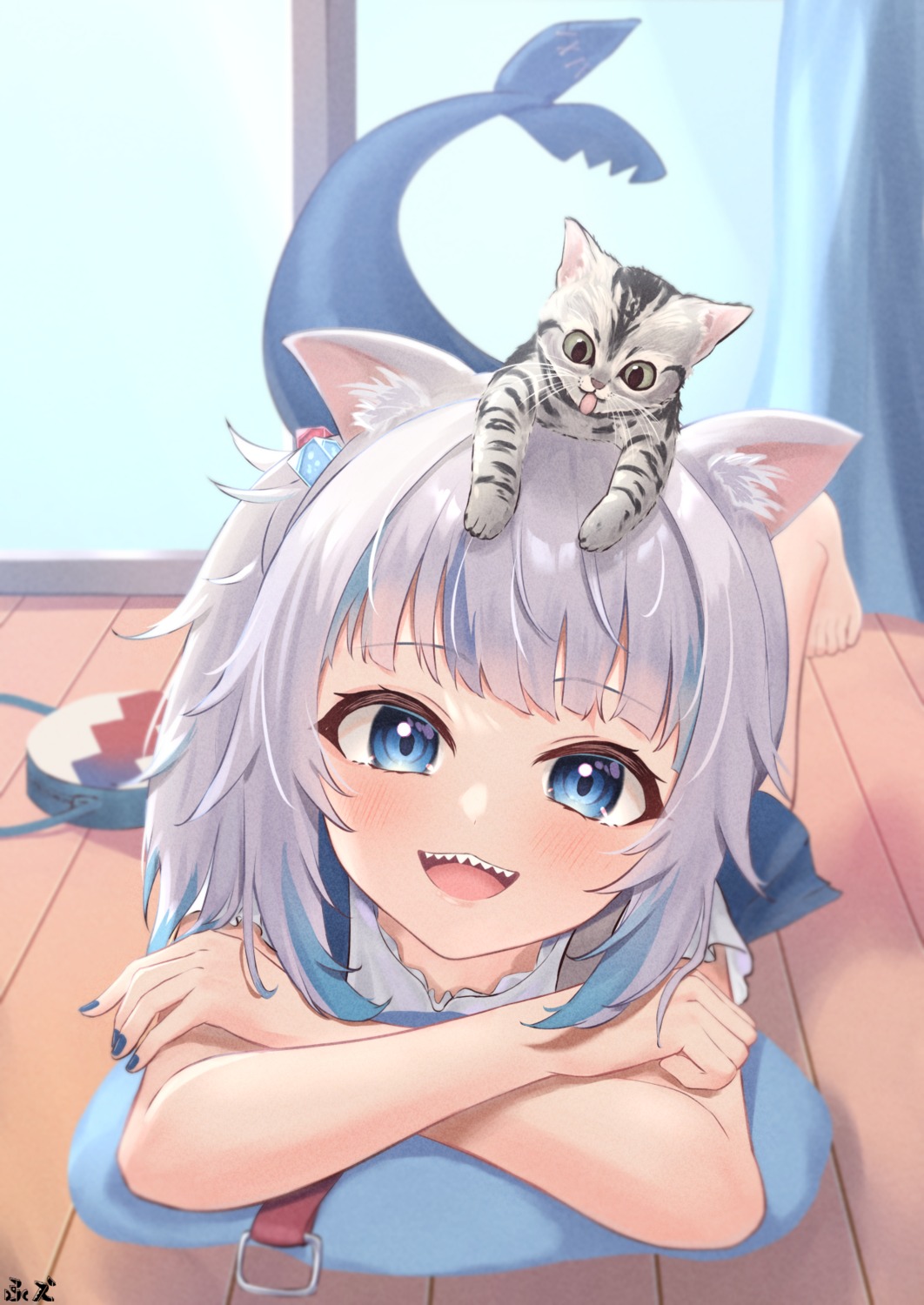 animal_ears, fue_(lars0713), gawr_gura, hololive, hololive_english, neko, nekomimi, tail