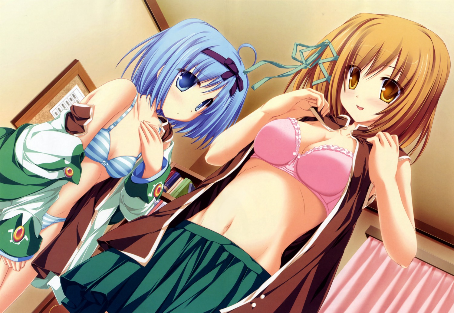 amagase_koyuki, bra, cleavage, kujou_yuuka, magus_tale, open_shirt, pantsu, tenmaso