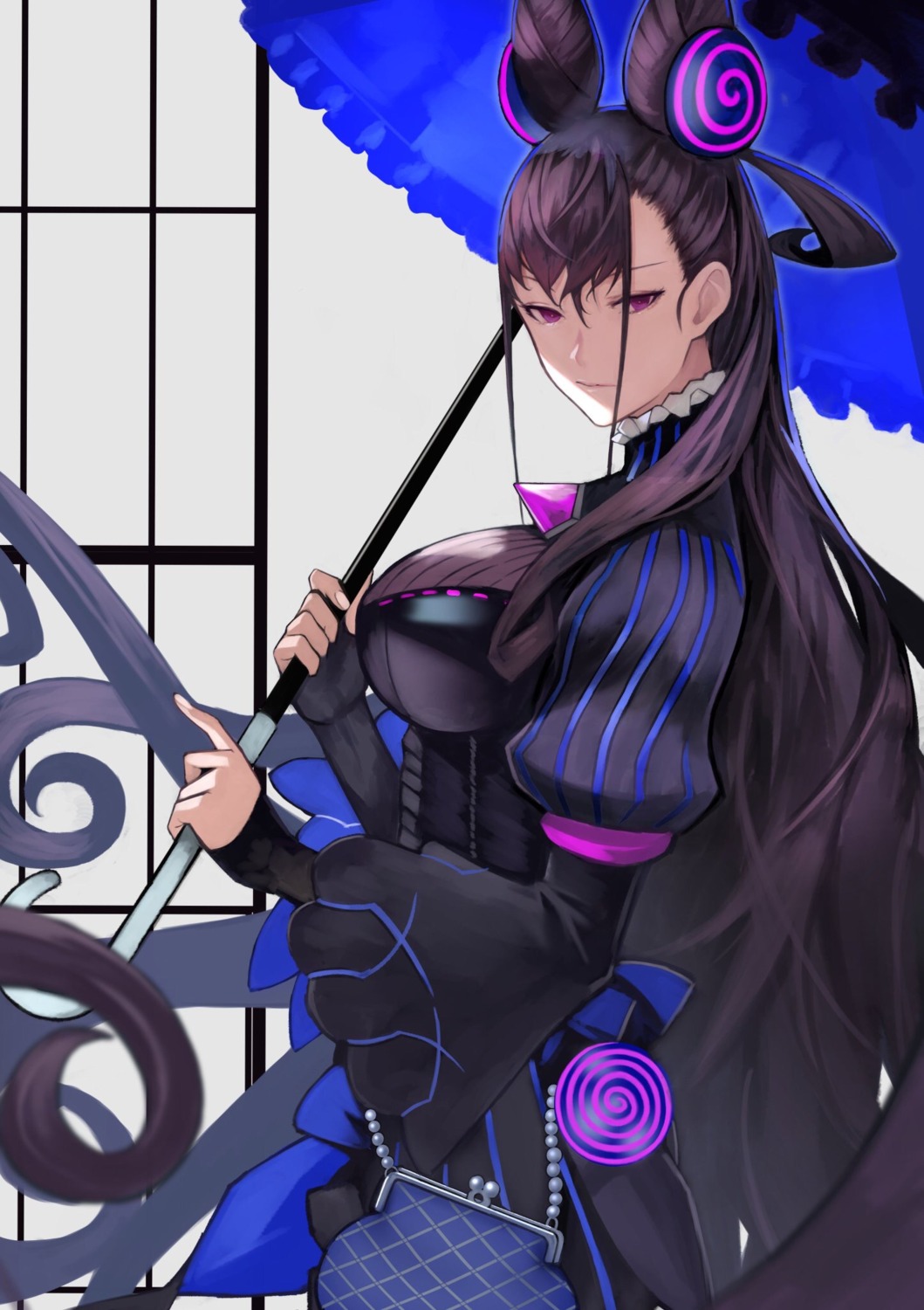 dress, fate/grand_order, murasaki_shikibu_(fate), umbrella, yoshio_(55level)