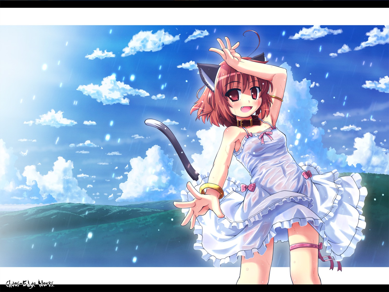 animal_ears, dress, etogami_kazuya, landscape, nekomimi, tail, wallpaper