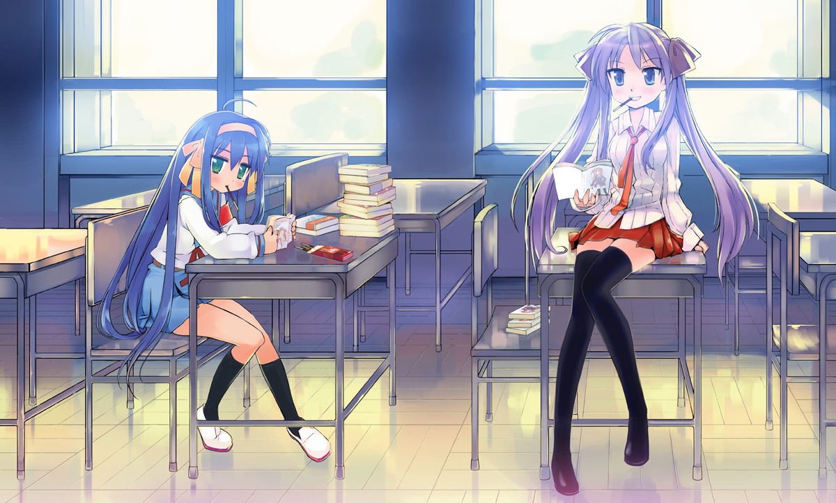 cosplay, hiiragi_kagami, izumi_konata, lucky_star, piah, seifuku, suzumiya_haruhi_no_yuuutsu, thighhighs