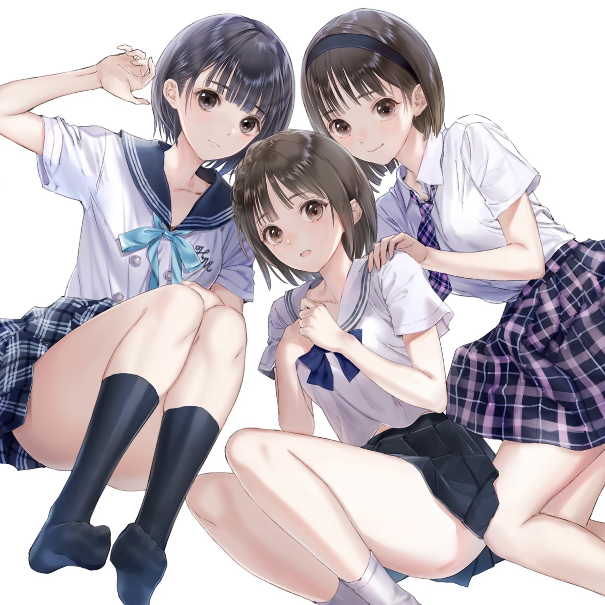 blue_reflection, blue_reflection_ray, blue_reflection_tie, hirahara_hiori, hoshizaki_ao, kishida_mel, seifuku, shirai_hinako
