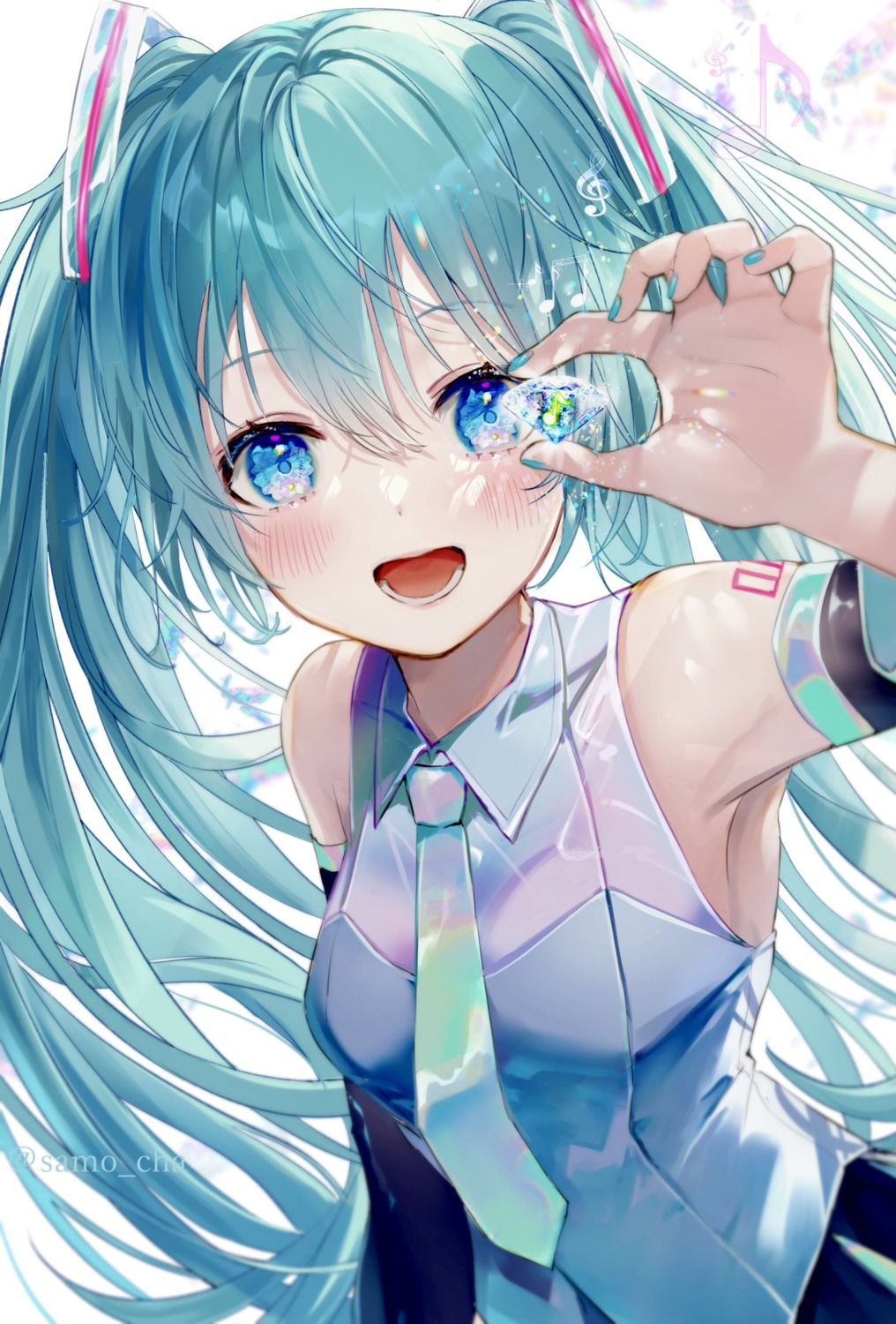 hatsune_miku, samo_cha, see_through, tattoo, vocaloid