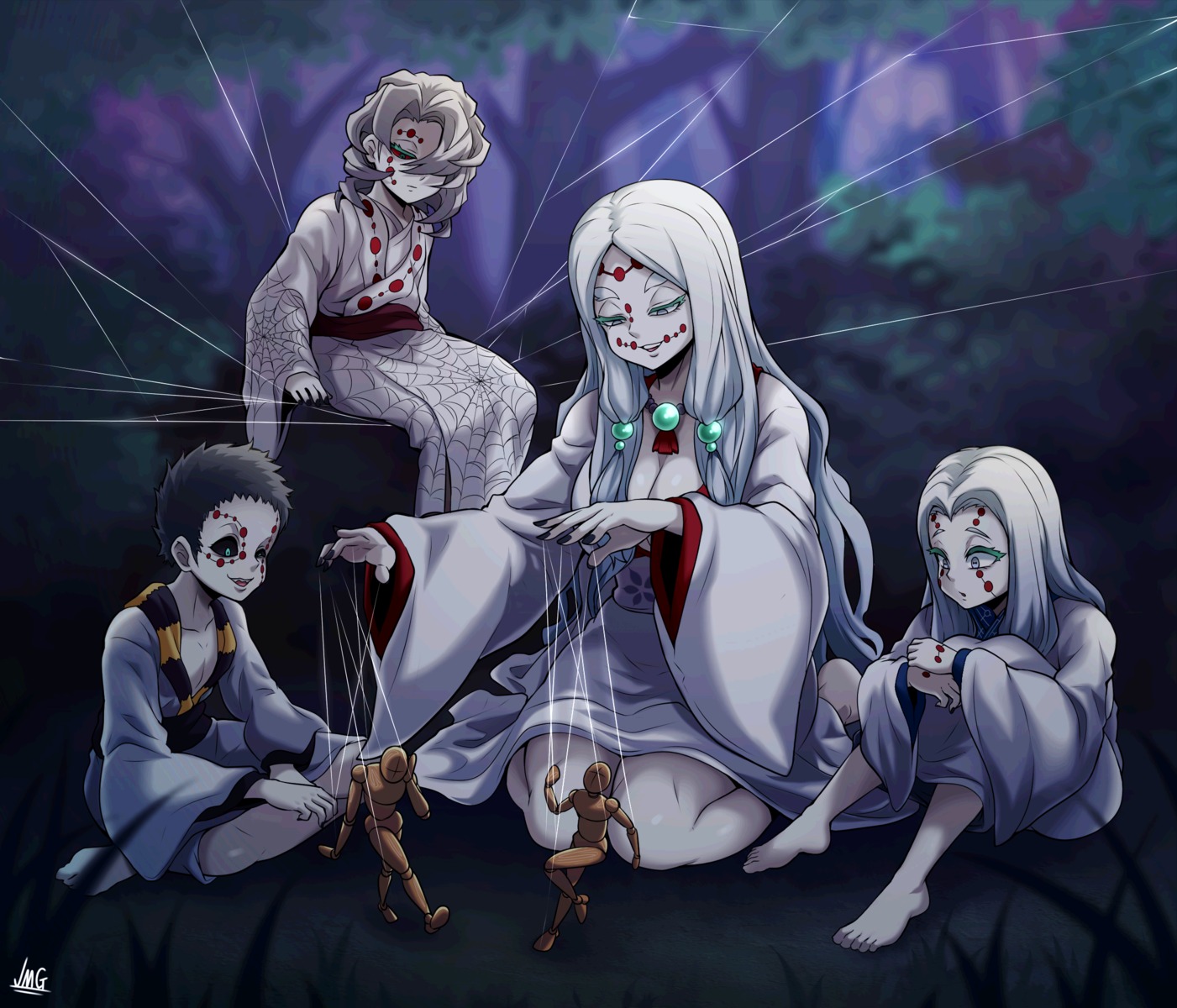 jmg, kimetsu_no_yaiba, rui_(kimetsu_no_yaiba), tattoo, yukata