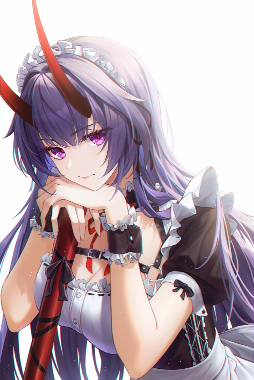benghuai_xueyuan, cleavage, honkai_impact, horns, maid, raiden_mei, star-ring